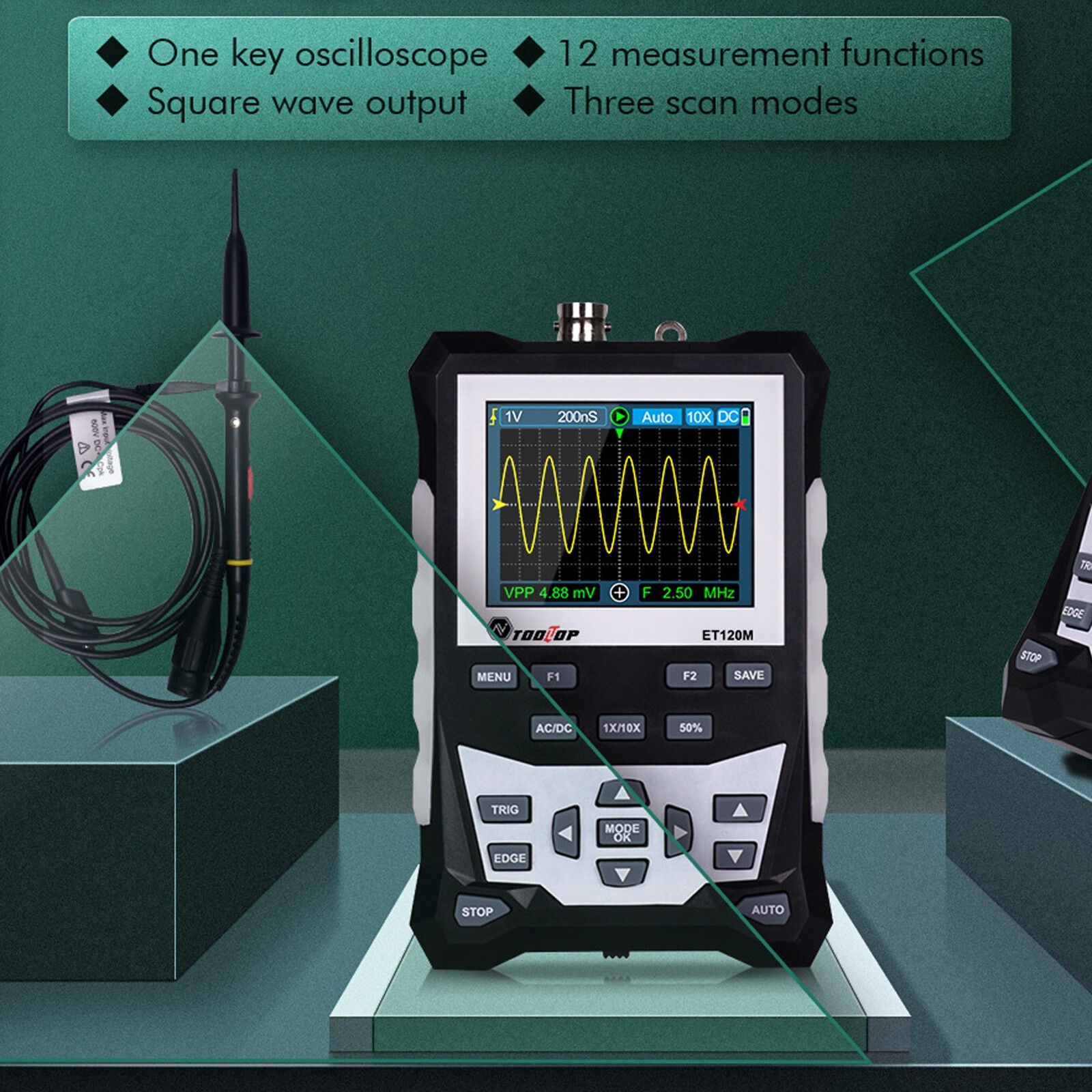 Handheld LCD Digital Oscilloscope 120MHz Bandwidth 500MSa/s Sampling Rate E6C1