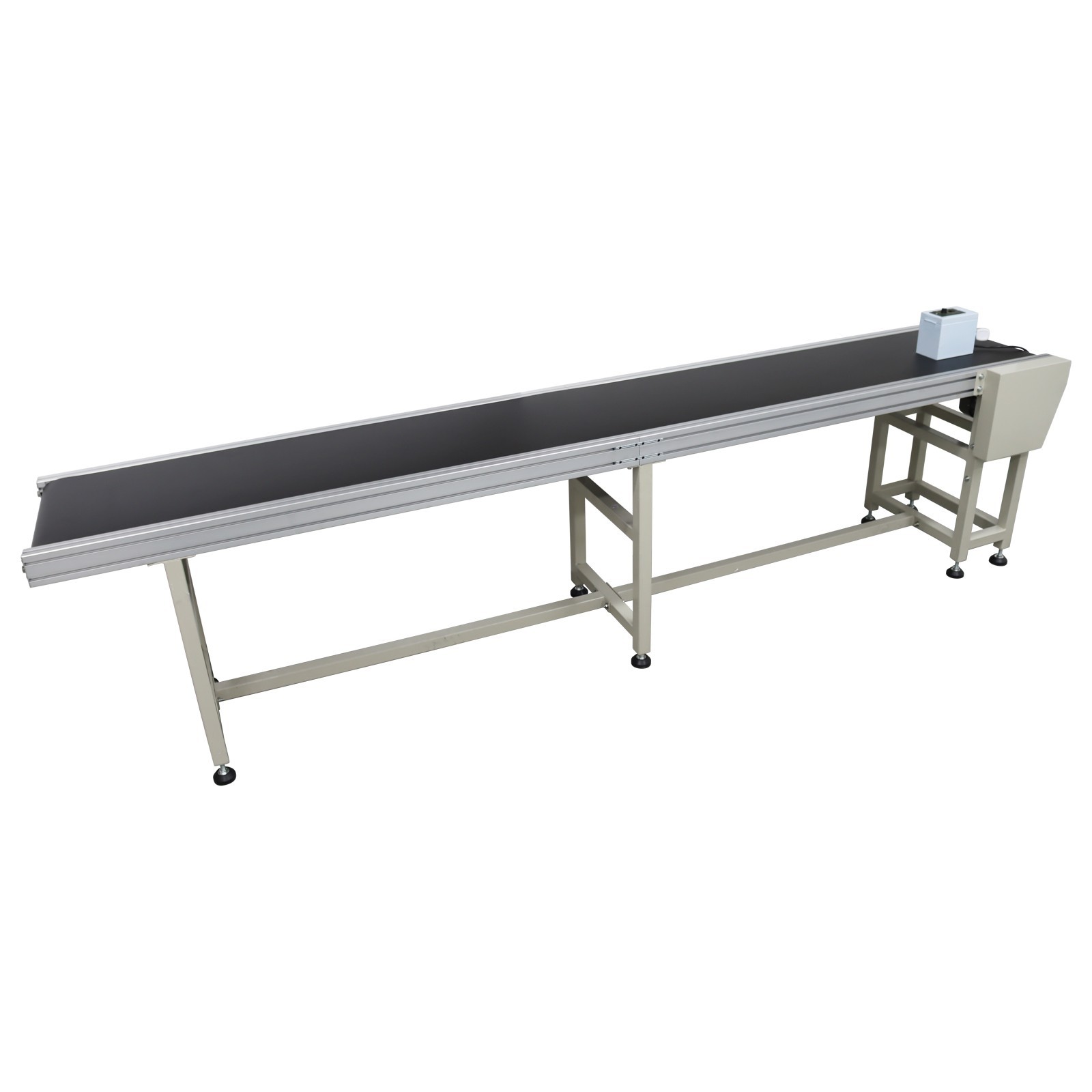 Open Box!Transport System 118in*11.8in L*W Black PVC Conveyor Belt 110V Shipping