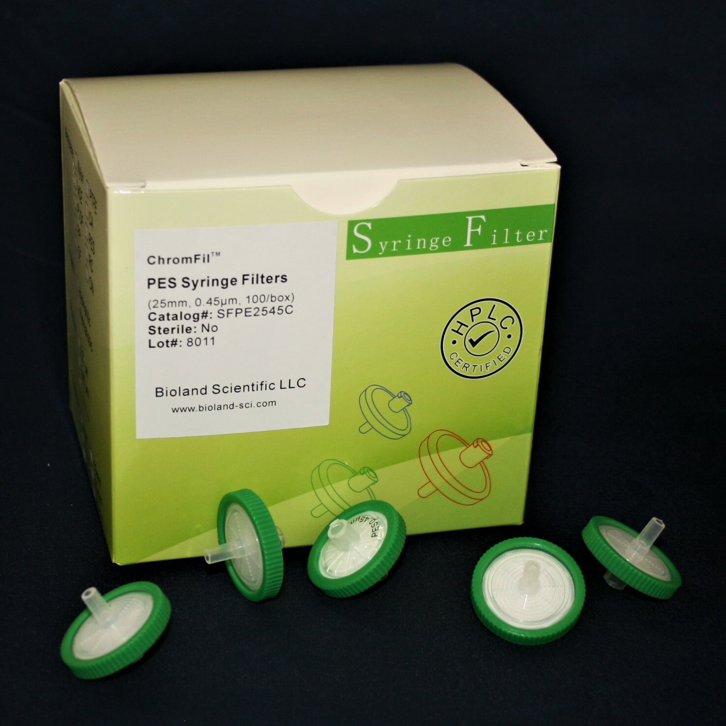 25mm PES Syringe Filter (0.22/0.45 um Pore Sizes, Non-sterile, 50/100 pieces)
