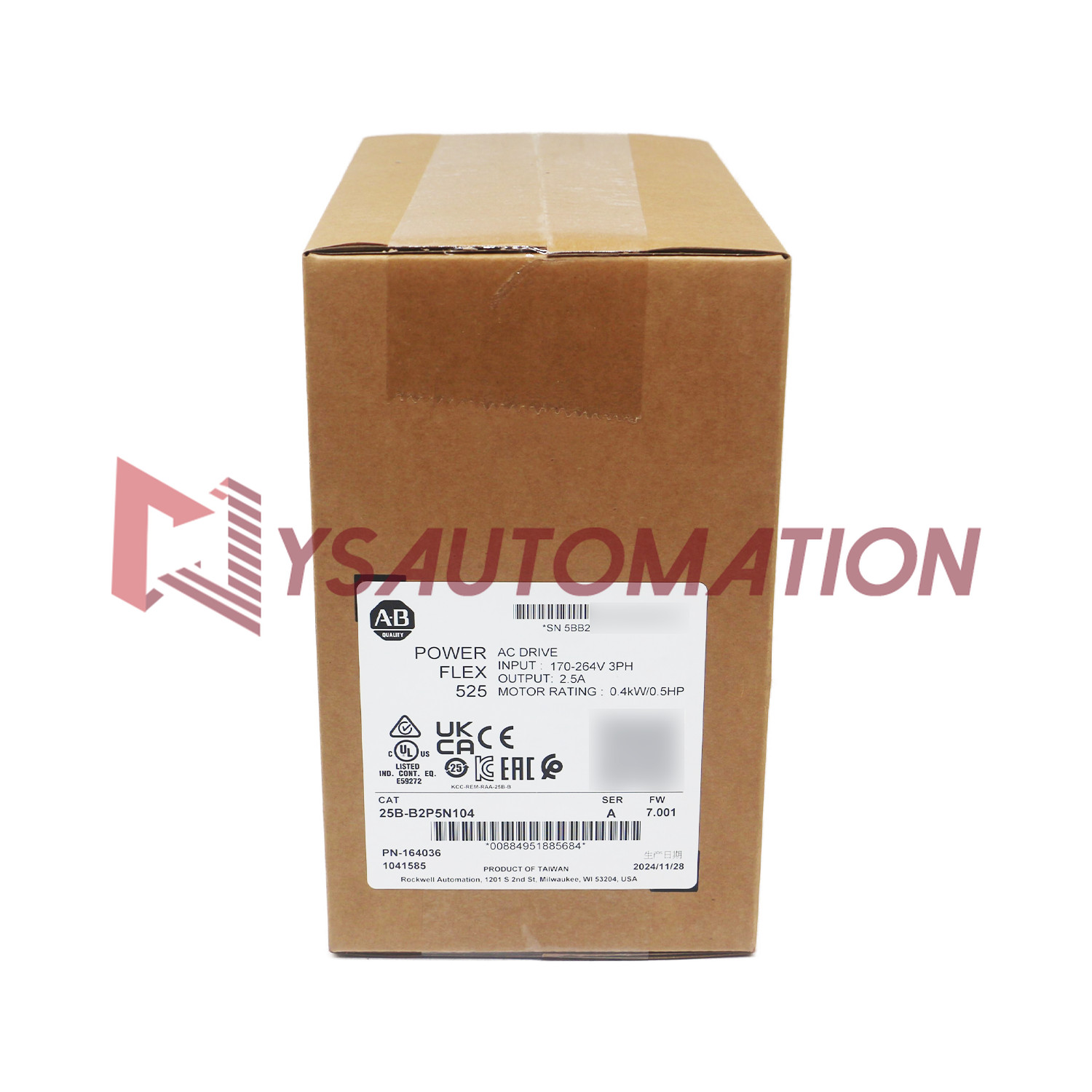 New Sealed 25B-B2P5N104 Allen-Bradley PowerFlex 525 AC Drive 0.4kW 0.5Hp US