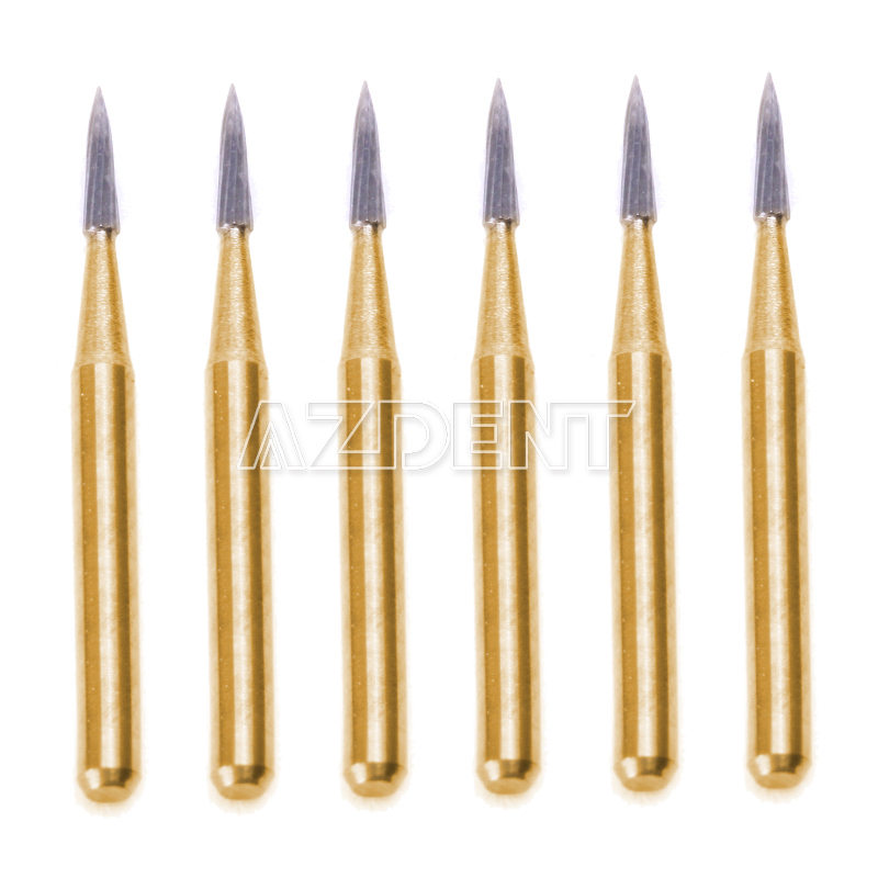 Dental Trimming/Finishing FG Gold Burs Tungsten Carbide For High Speed Handpiece