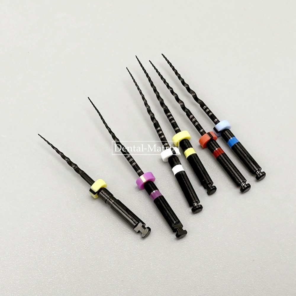 6pcs Dental Nickel Titanium Heat Activated Root Files Black Rotary Files 25mm