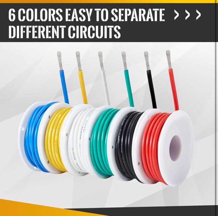 14 Gauge Wire, 6 Colors Automotive Wire(Each 10 Ft/3 Meters), Electrical Wire
