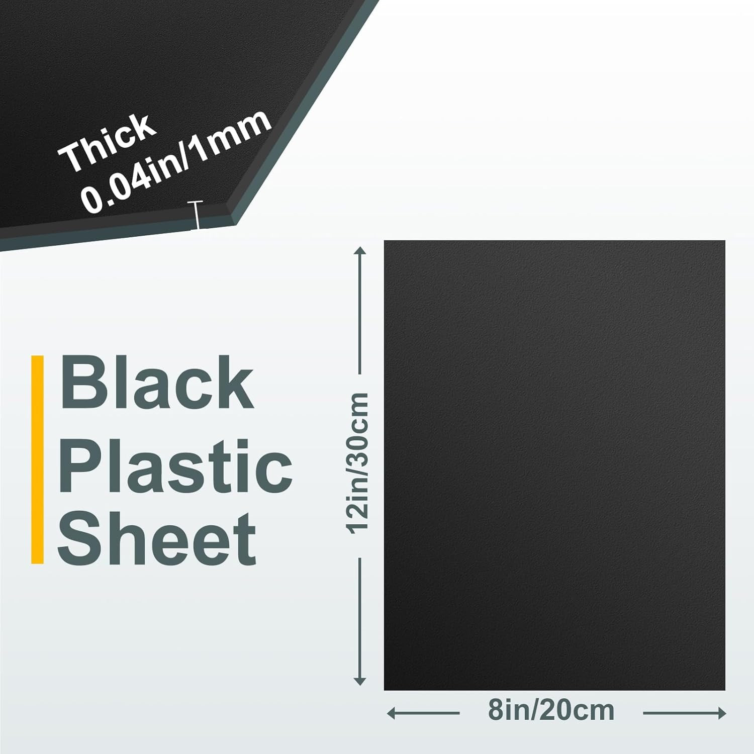 6Pack Black Plastic Sheet 8X12X0.04in Flexible High Tensile Plastic Sheets Black