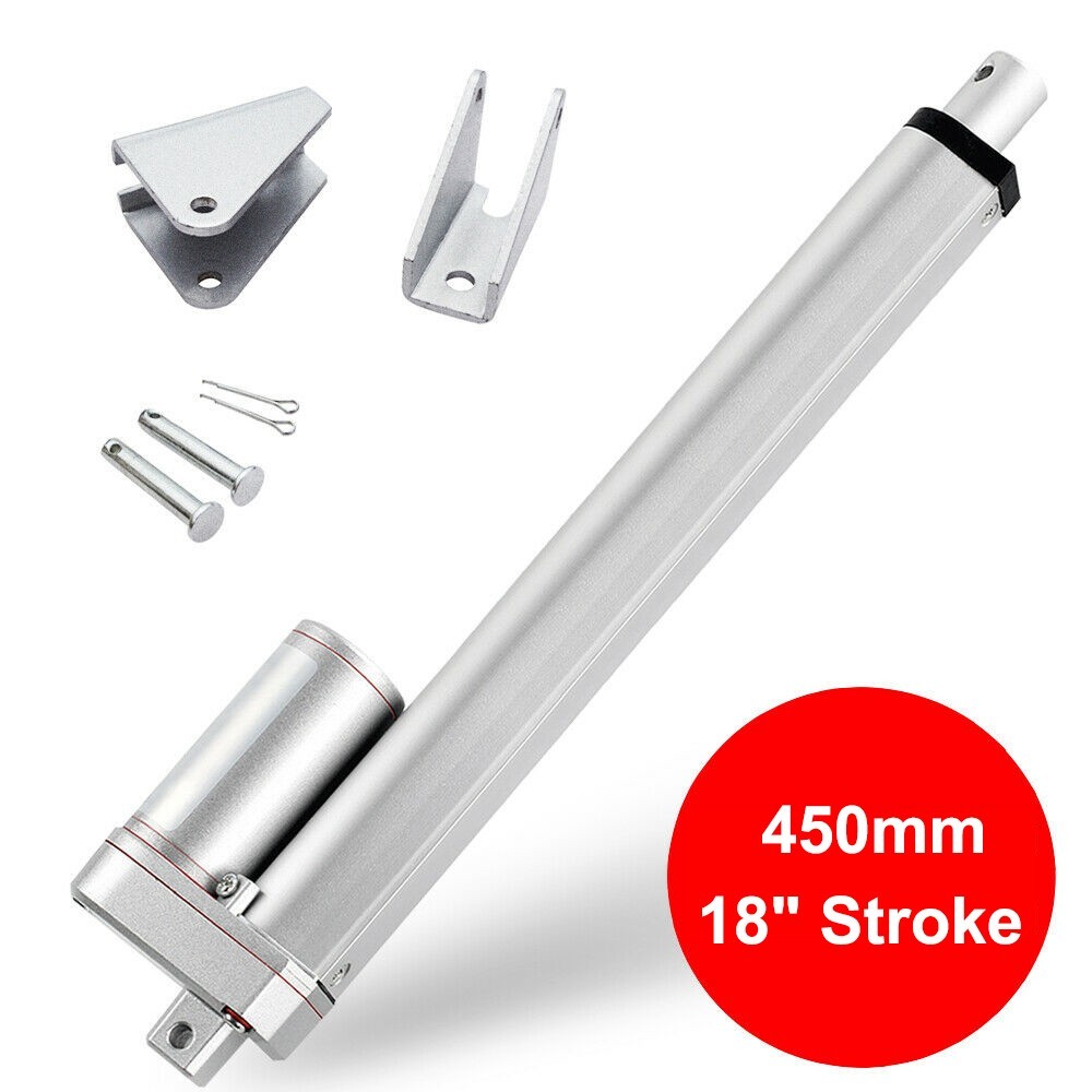 450mm 18″ In Stroke Linear Actuator DC12V 220lbs Max Lift W/ Brackets Heavy Duty