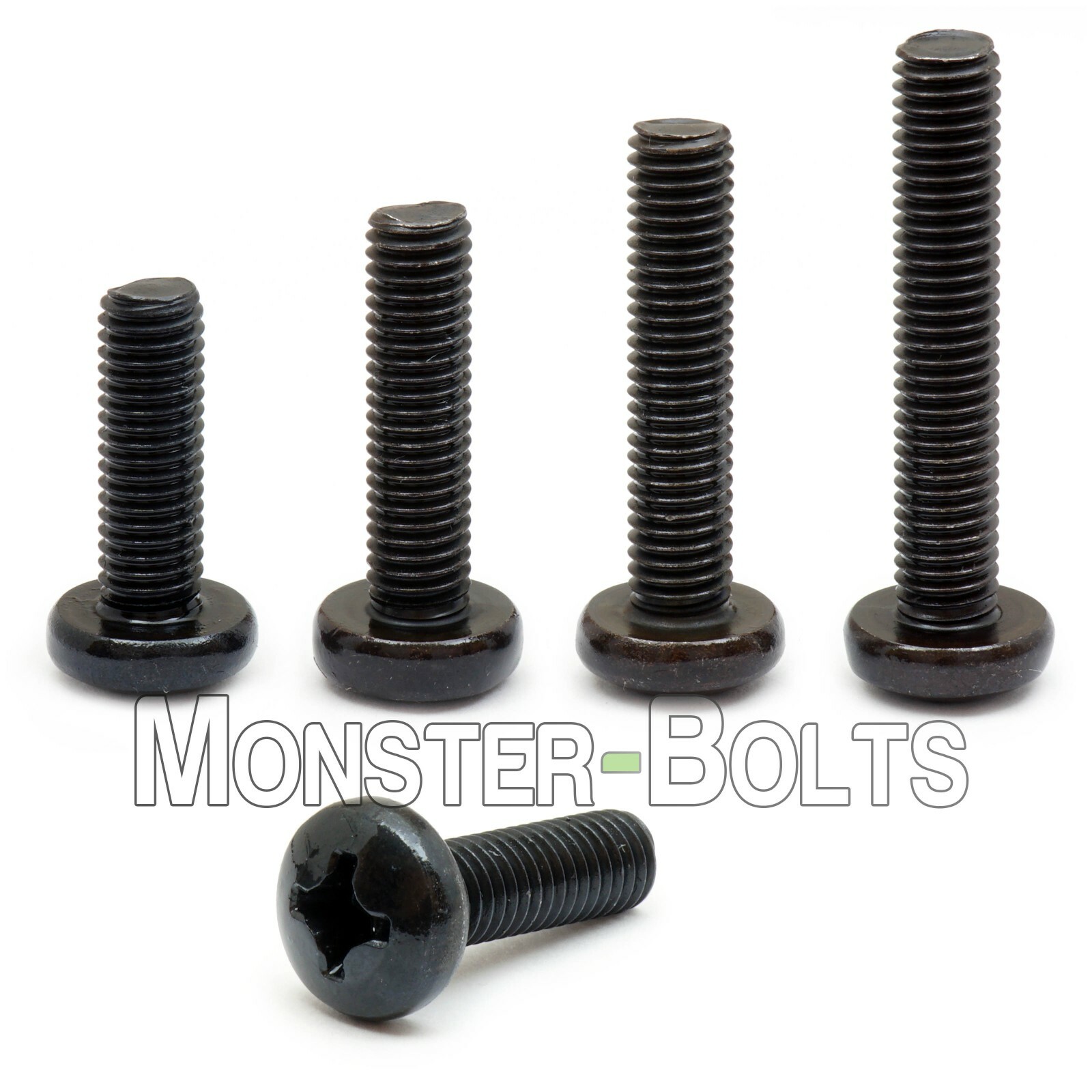 M6 Phillips Pan Head Machine Screws, Steel w Black Oxide & Oil, DIN 7985A Metric