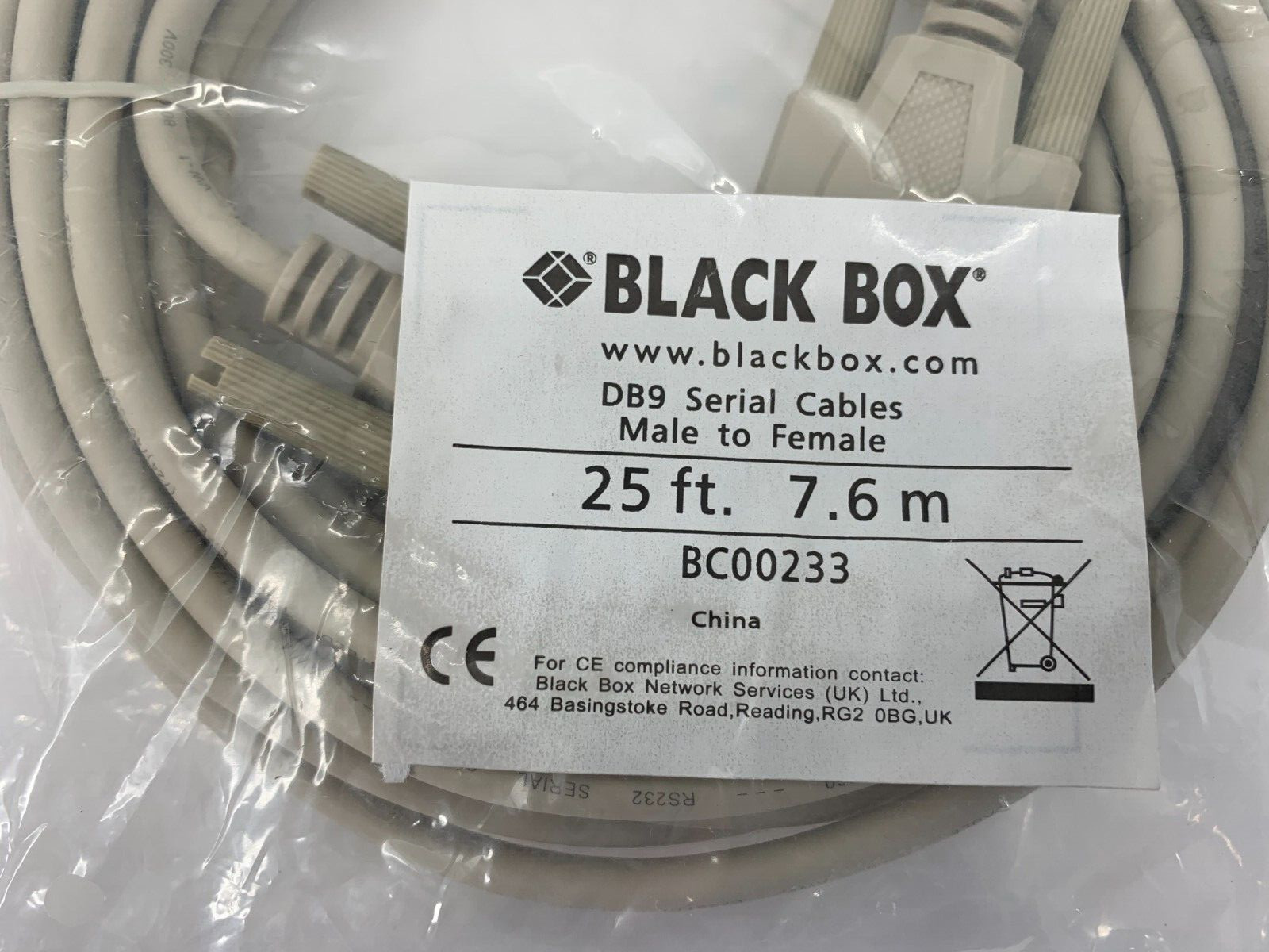 Black Box BC00233 DB9 Serial Extension Cable Male/Female 25-ft. 7.6-m