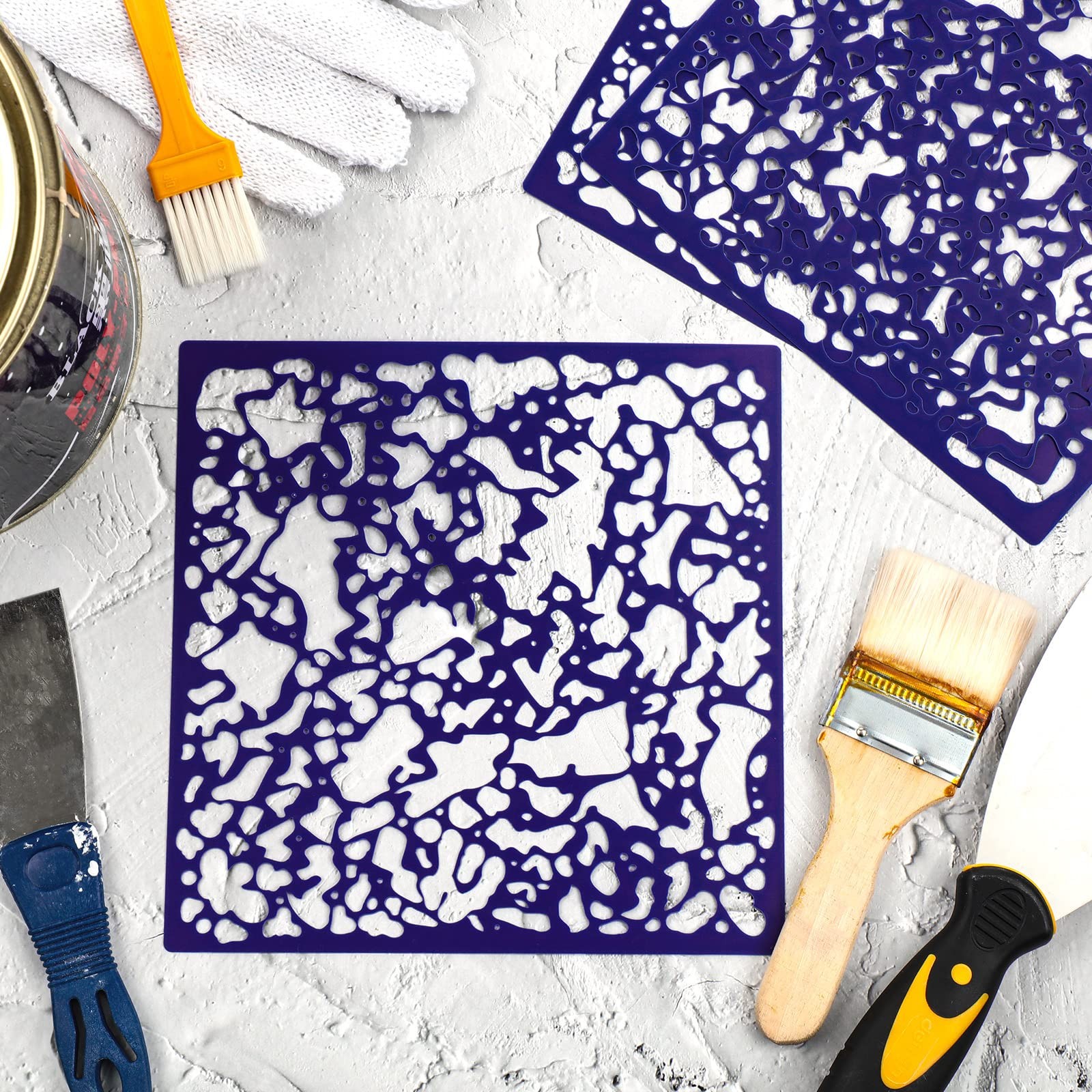 3 Pieces Knockdown Texture Spray Stencil Drywall Repair as the picture shown