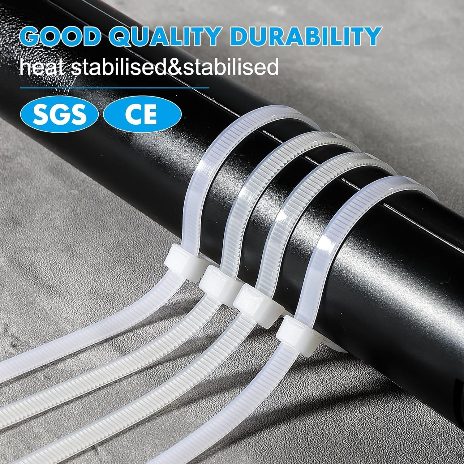Versatile 8 Inch White Cable Ties – 40 lbs Strength for Home, Garden & Garage