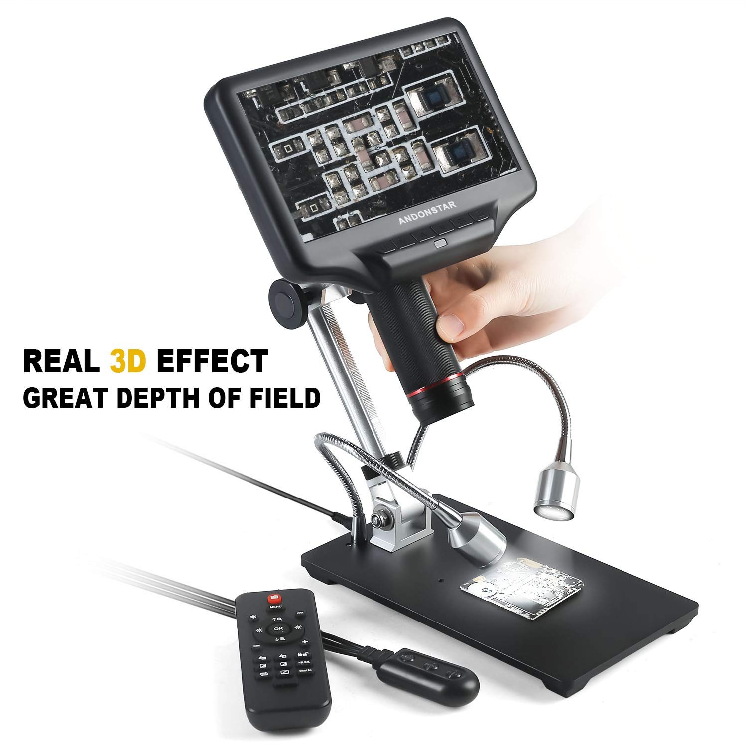 Andonstar AD407 3D HDMI Soldering Digital Microscope with 4MP AD407, Black