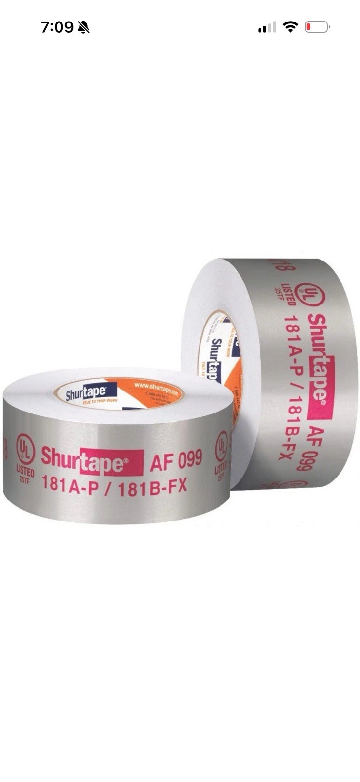 Shurtape AF 099 UL 181A-P/B-FX HVAC Foil Tape 2.5 Inch X 60 Yd (Case Of 16)
