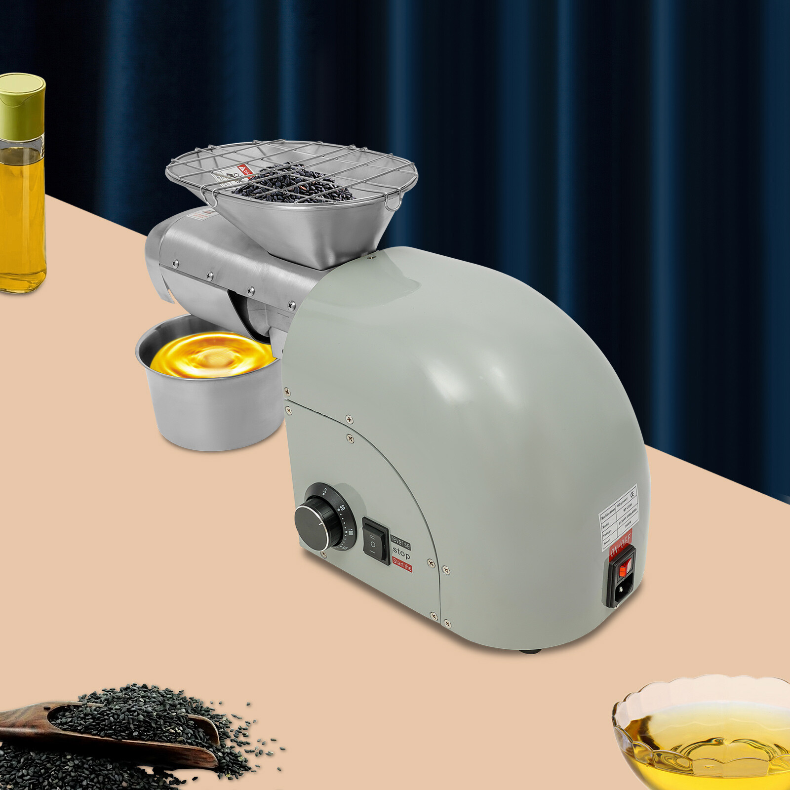 Tabletop Electric Peanut Sesame Oil Extraction Machine Oil Press Machine 1250W