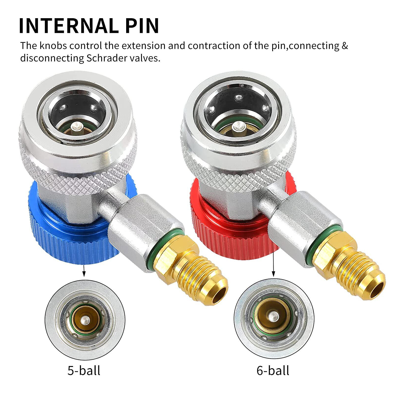 2PACK Quick Connector Adapter Coupler Auto A/C Manifold Gauge Low/High HVAC