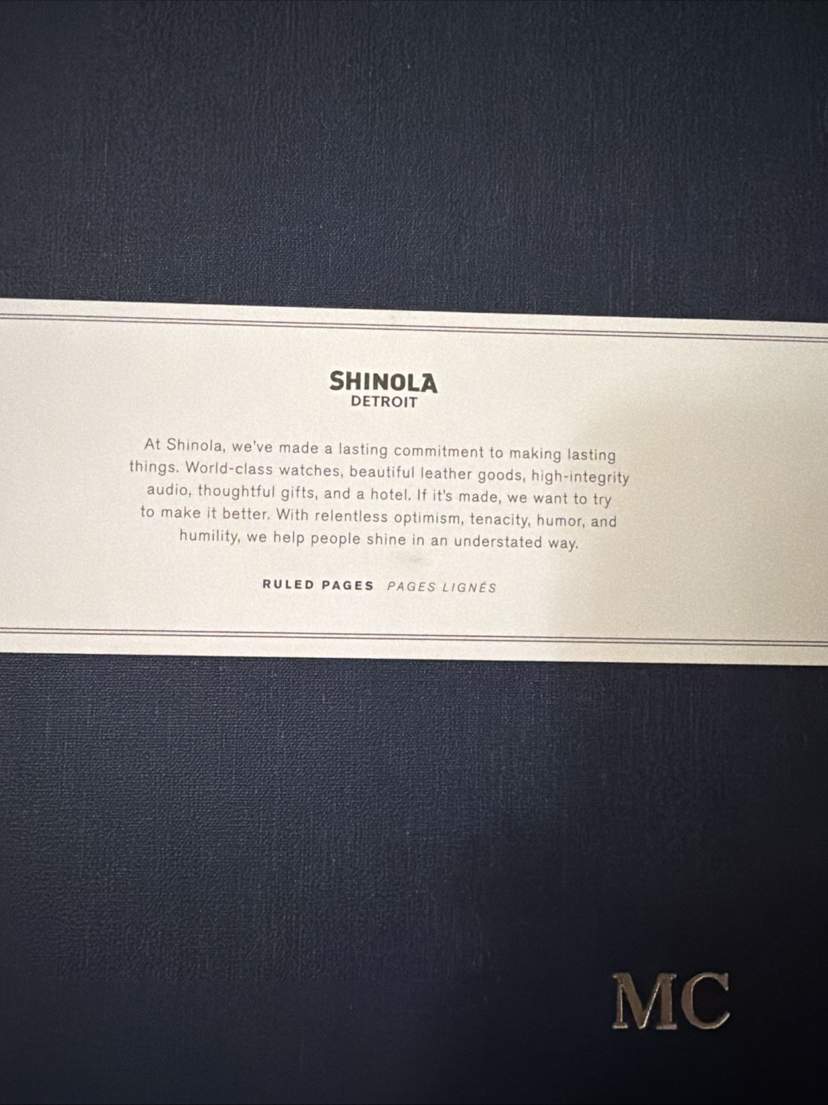 Shinola Detroit Motorcycle Club Lined Pages Journal Notebook Linen Navy Blue New