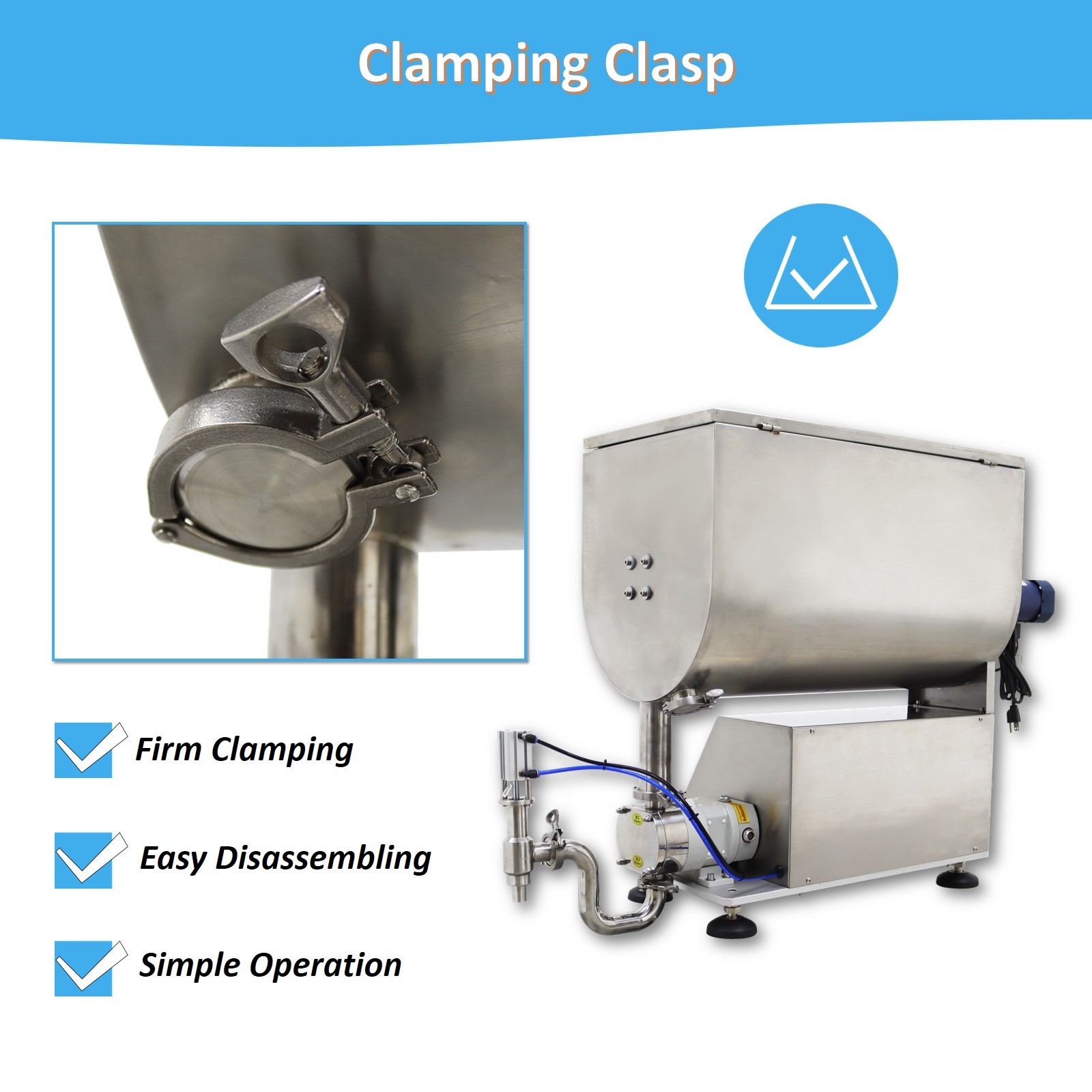 10-50000ml Rotary Pump Filling Machine Liquid Paste Filler 80L Mixing Hopper110V