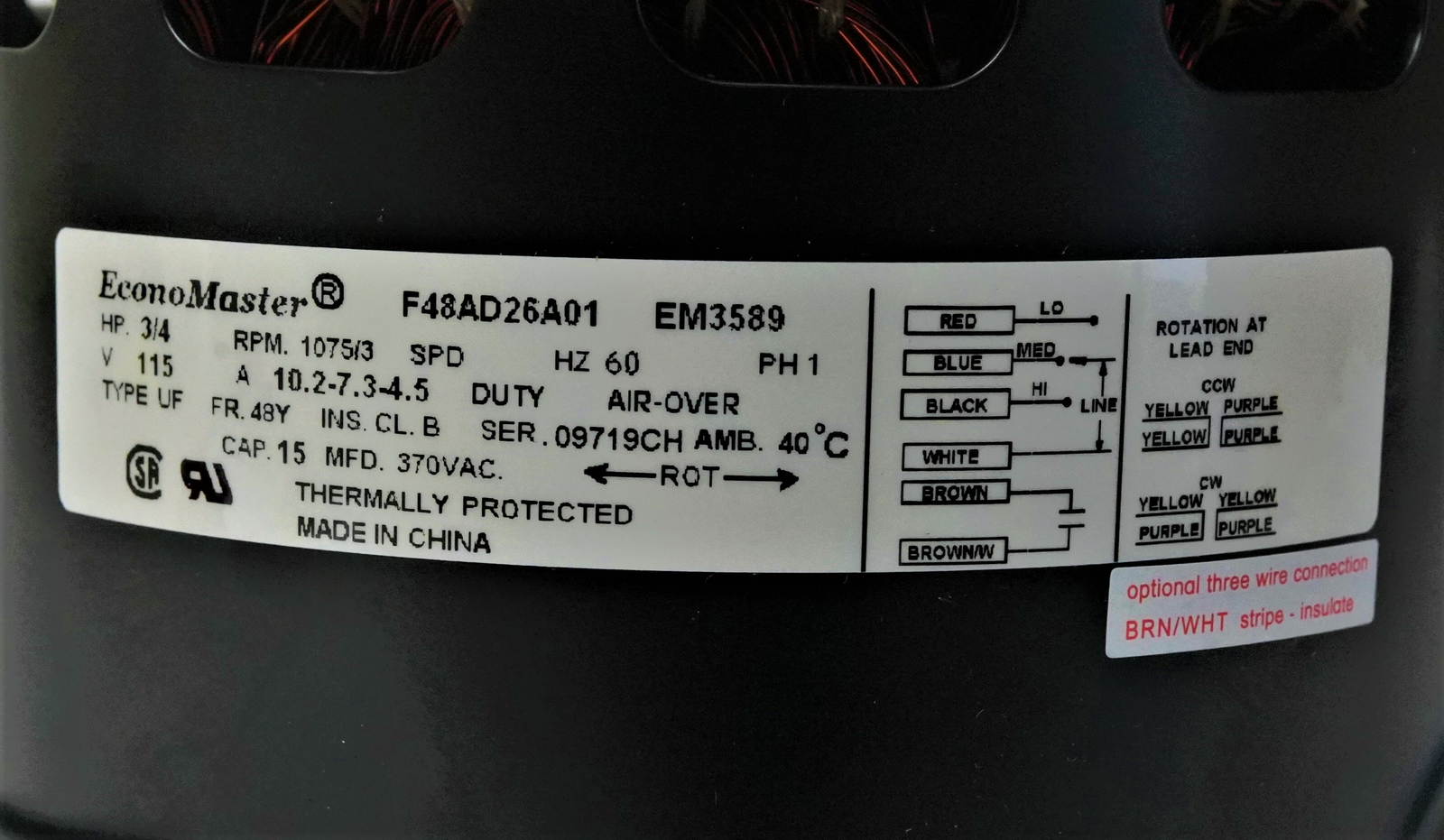 HVAC Blower Fan Motor 3/4 HP 1075 RPM 115 Volts for Fasco D728 with Capacitor