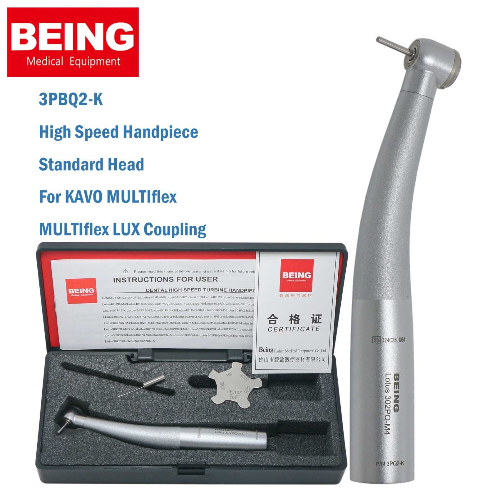 US BEING Dental High Speed Turbine Handpiece For KAVO MULTIflex Coupler 4 Hole