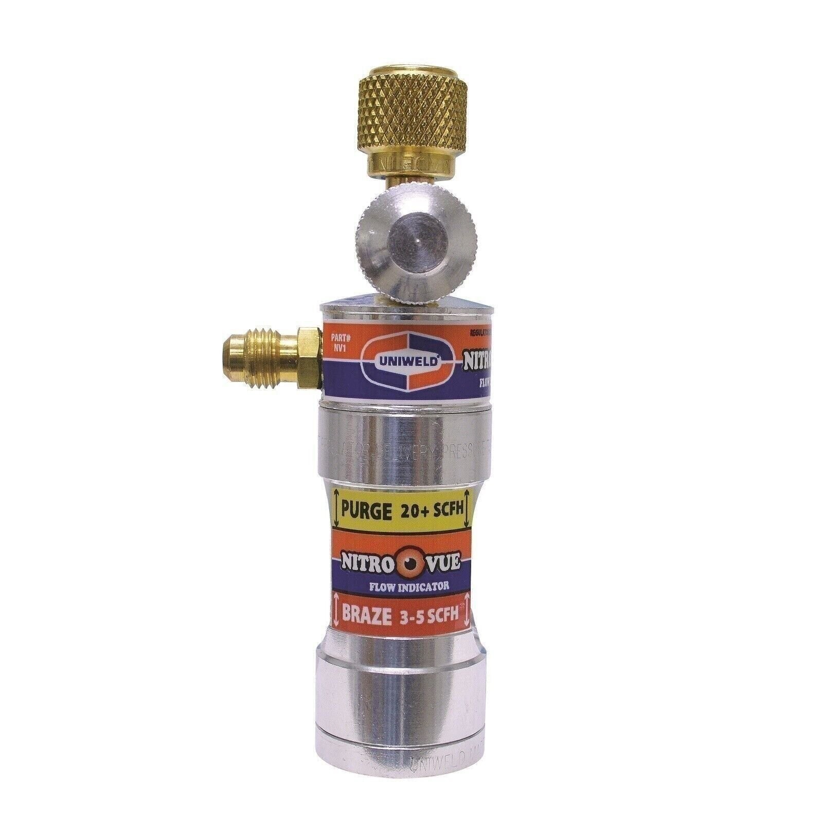 Uniweld NV1 Nitro Vue Flow Indicator with 1/4″ Flare Fittings