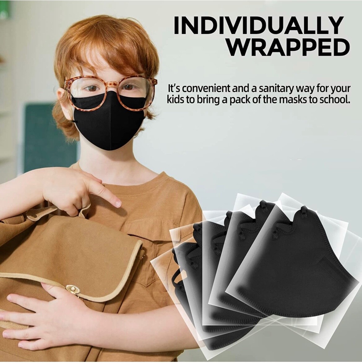 100/40/20Pcs Black KN95 Face Mask 5 Layer BFE 95% Disposable Respirator For Kids