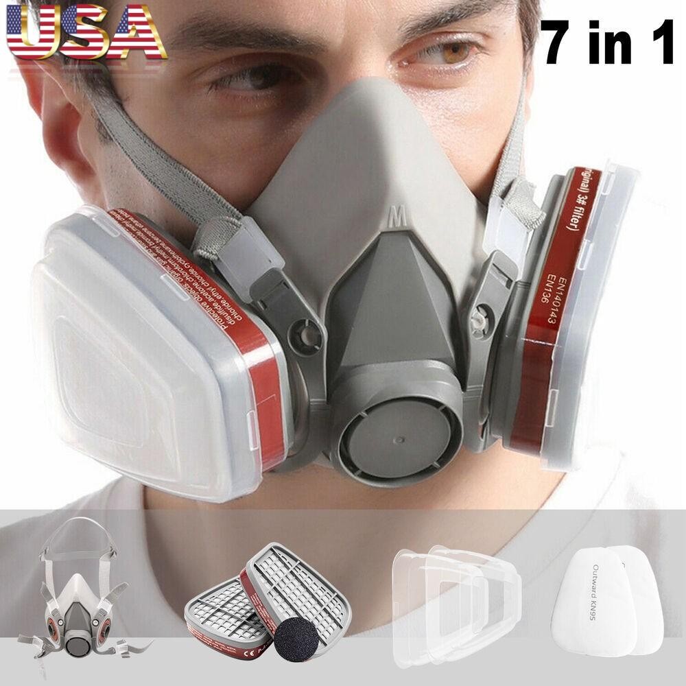 7 in 1 Half Face Gas Mask 6200 Respirator Safety Protect Painters Respirator Kit