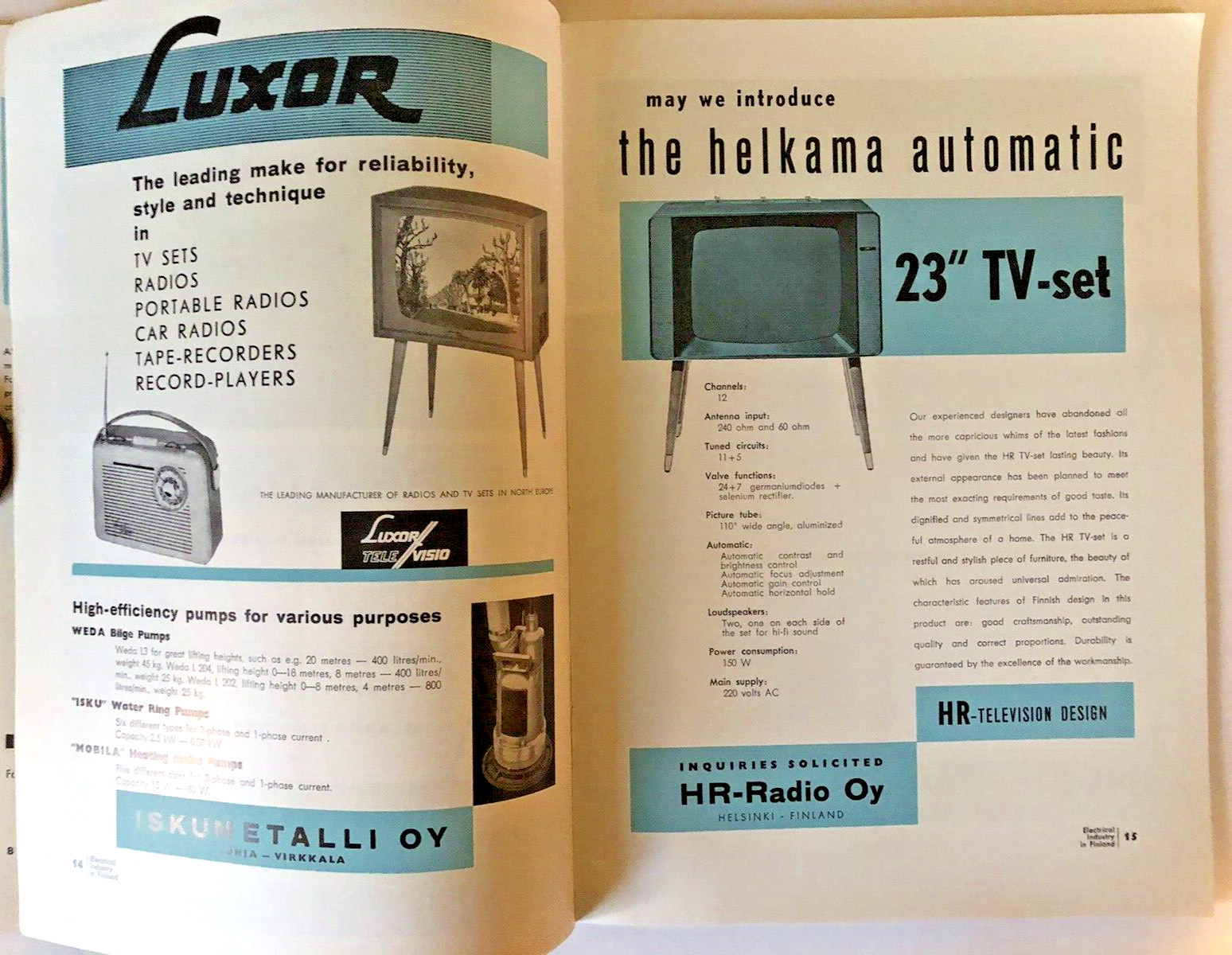 ELECTRICAL INDUSTRY IN FINLAND 1961 EXPORTS Radios Television Sets Telephones ++