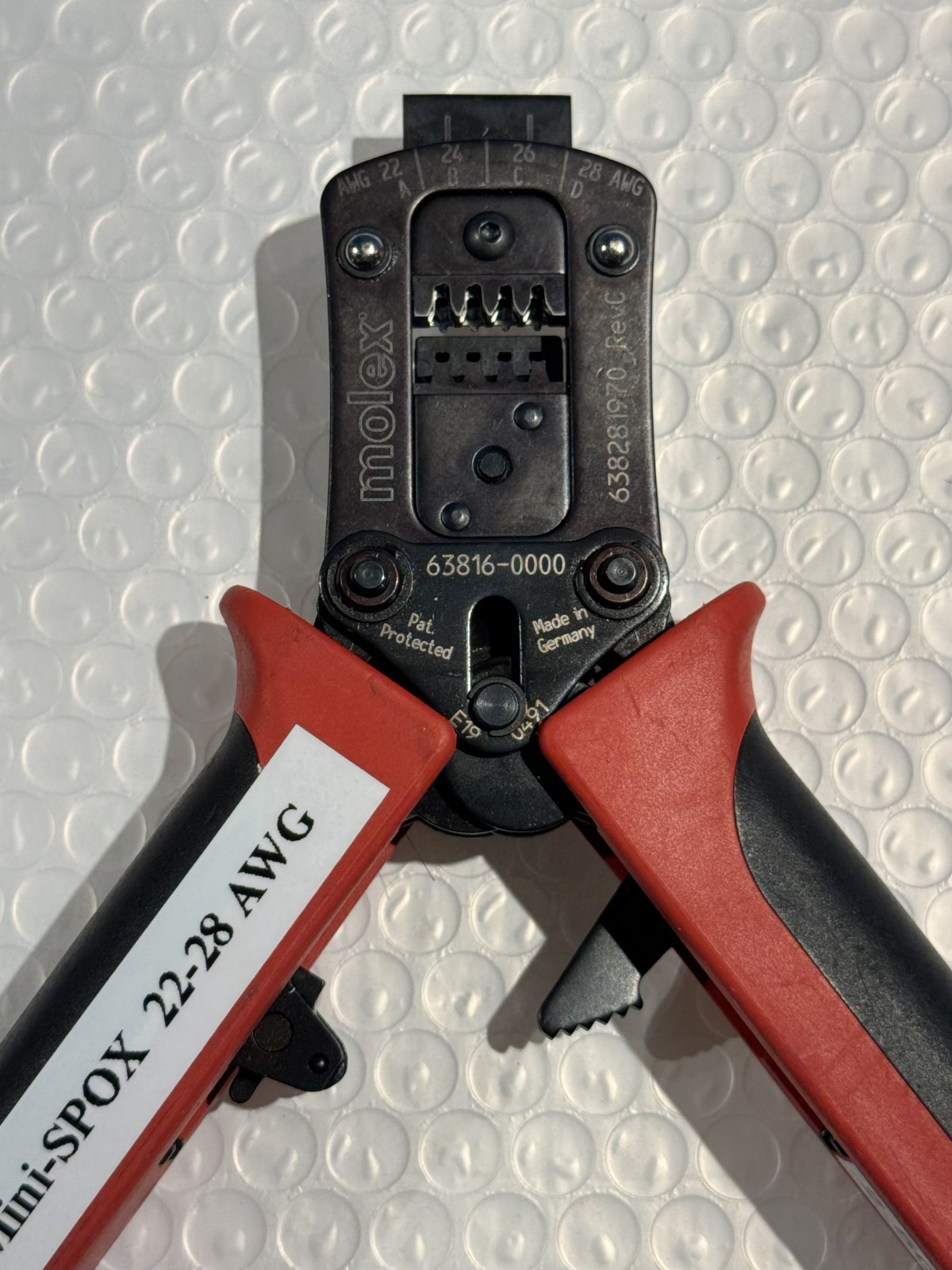 Molex 63828-1900 PremiumGrade Hand Crimp Tool Mini-SPOX 2.50mm 22-28 AWG