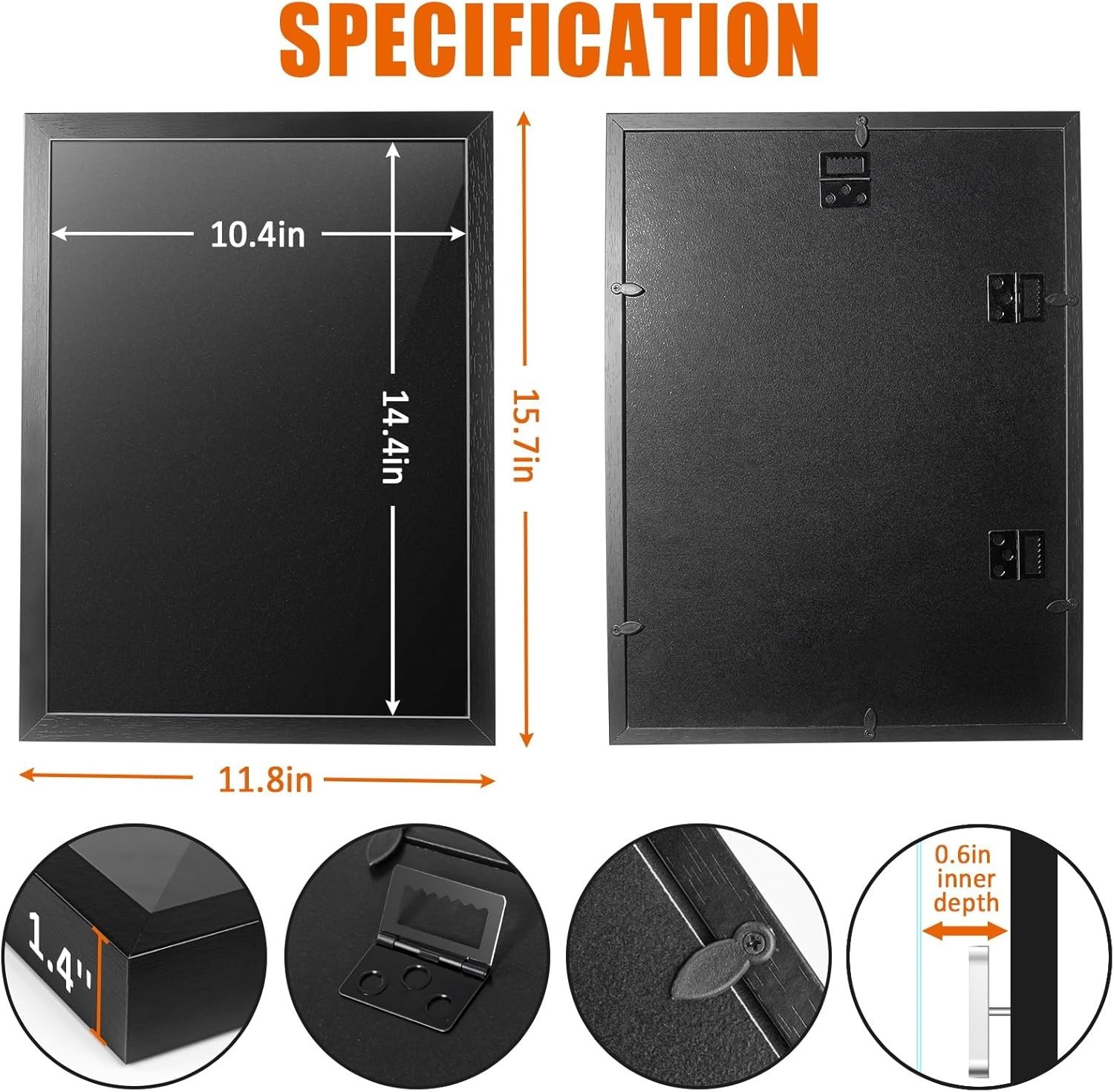 Pin Display Case Wall Mount Shadow Box Frame for Enamel Pins Black