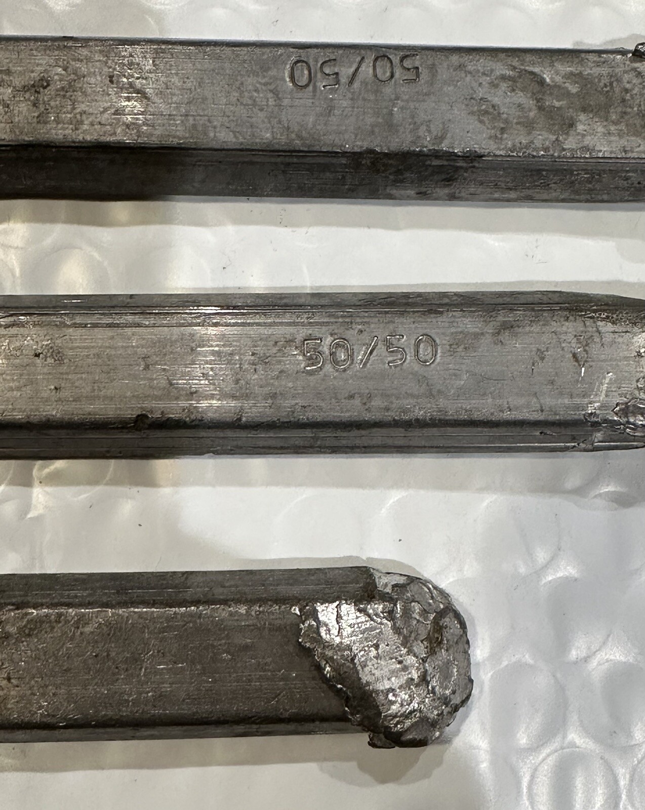 3.4 Lbs 50/50 Lead Alloy Bars (5) Total