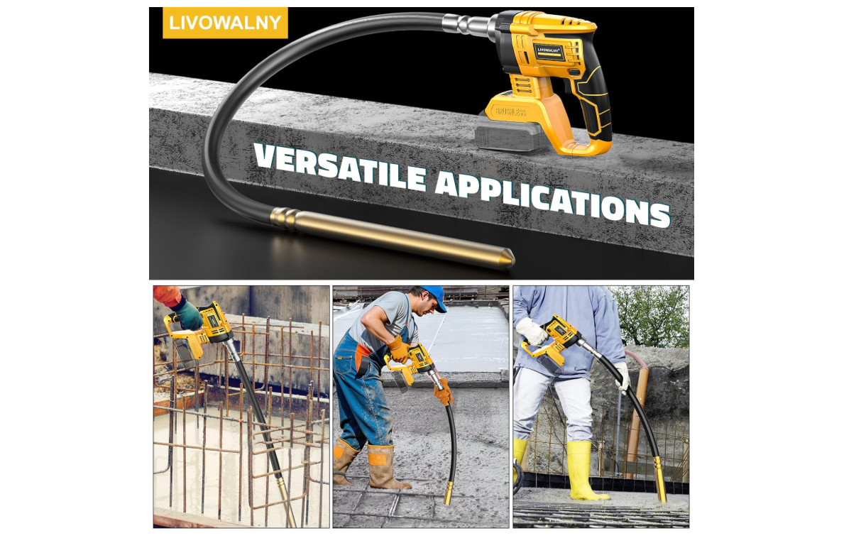 Handheld Concrete Vibrating Tool Compatible with Dewalt 20V Battery, 600W Cordle