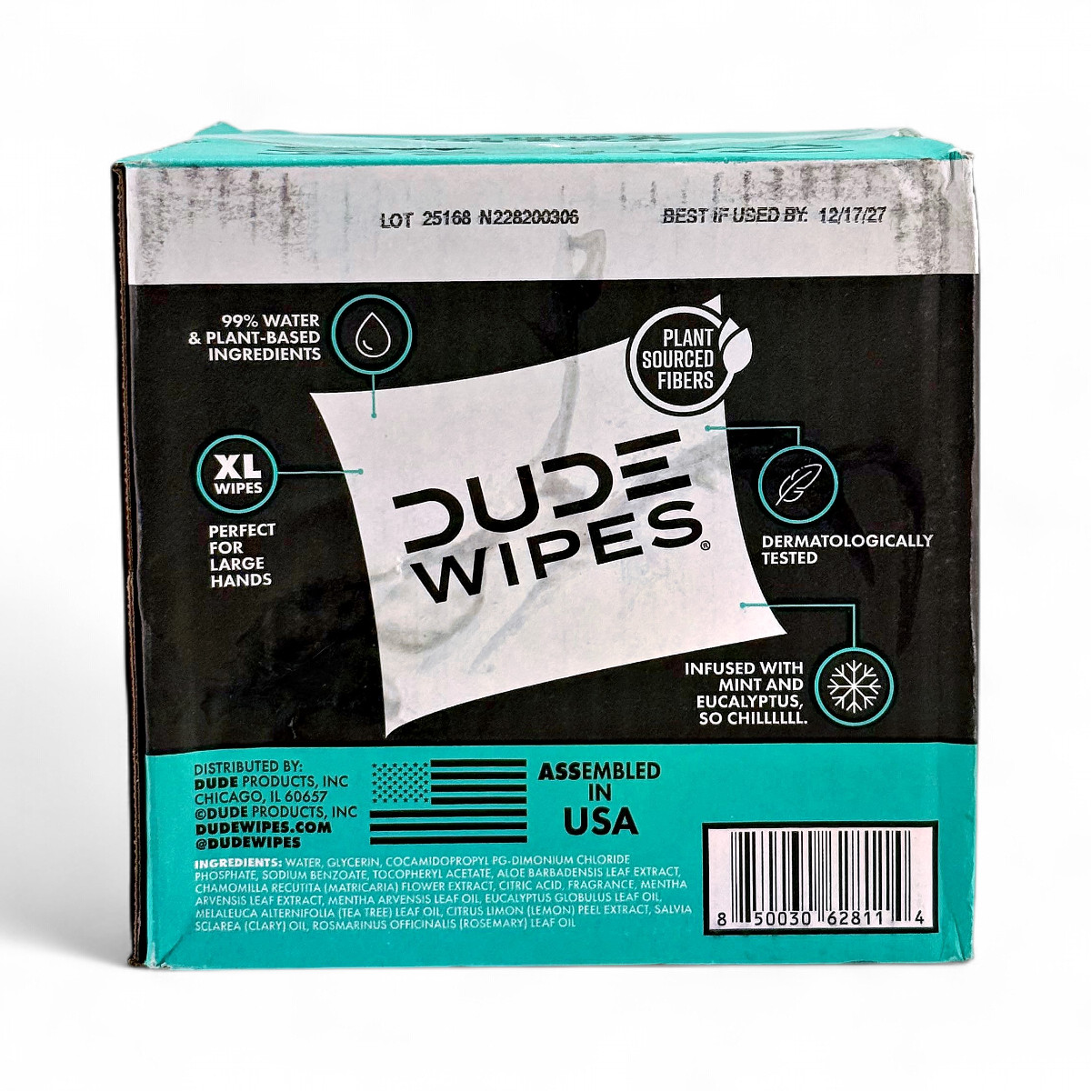 Dude Wipes Mint Chill XL Flushable Wipes Mega Value 8-Packs 400-Count 7″x7″