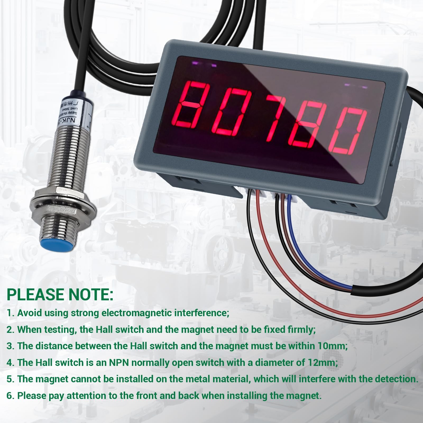 5-bit LED Tachometer, ICSTATION DC 5V-30V RPM Speed Meter Digital Motor Tacho…