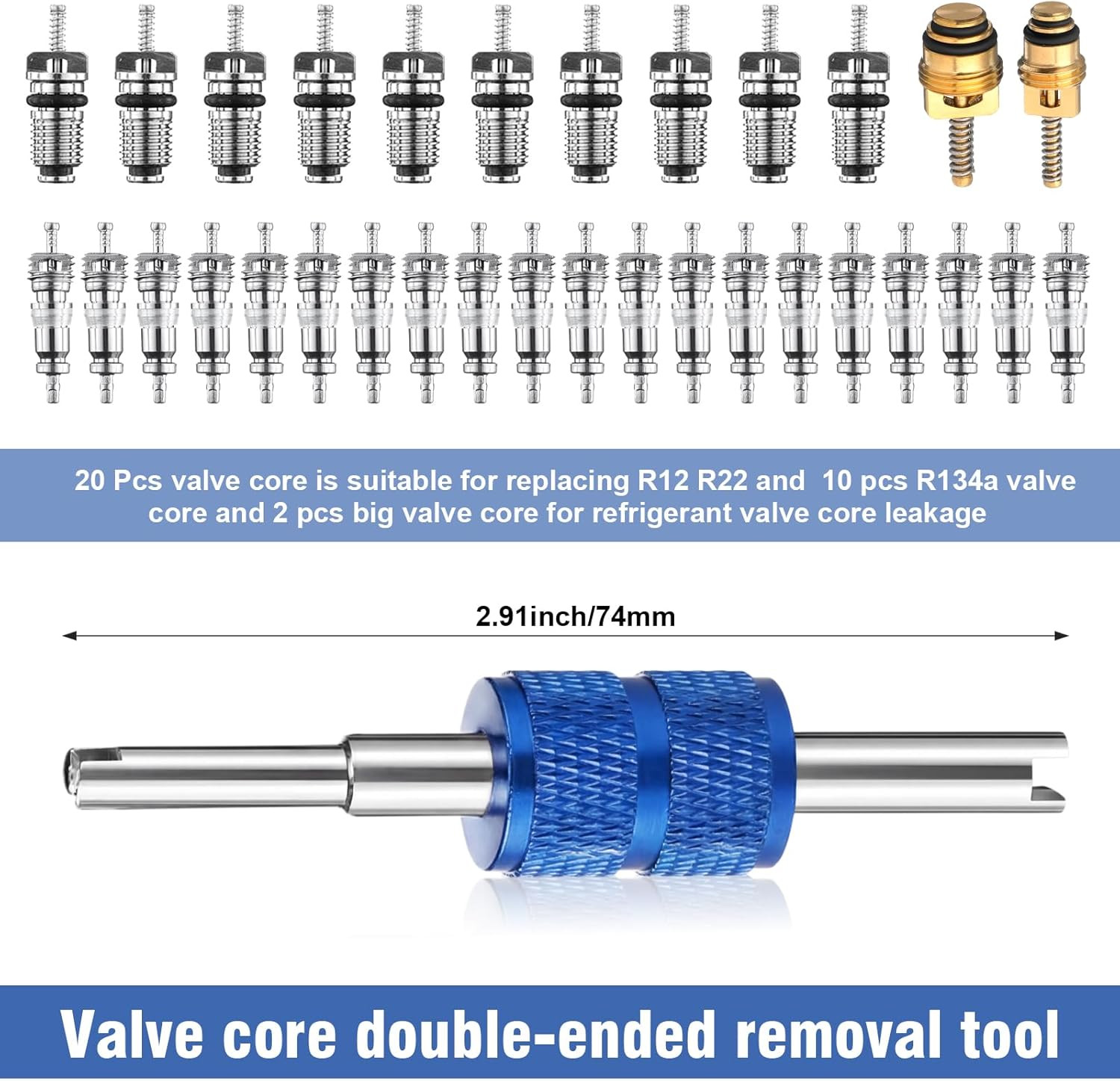 Zonon 47 Pcs Air Conditioning Valve Core Kit R12 R22 to R134A Ac Retrofit Fittin