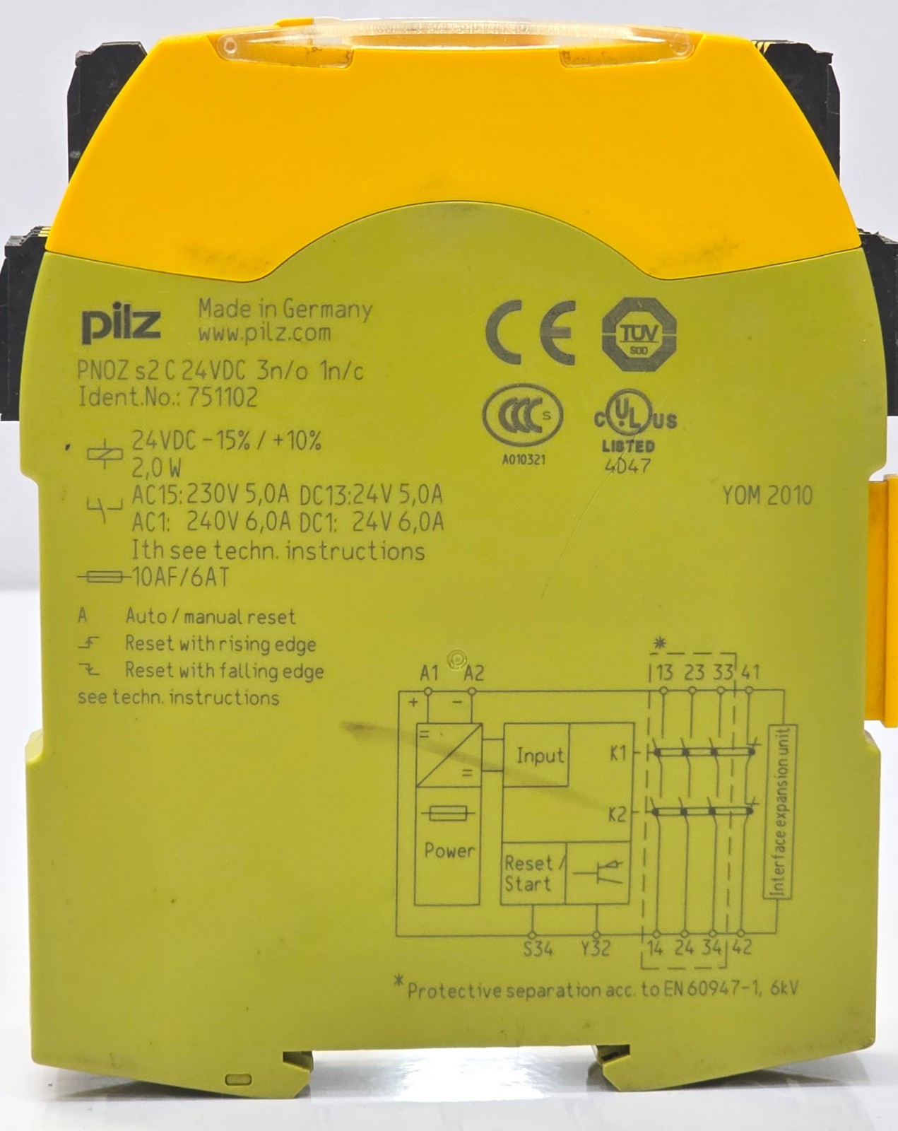 PILZ PNOZ S2 SAFETY RELAY 24VDC 3N/O, 1N/C 751102