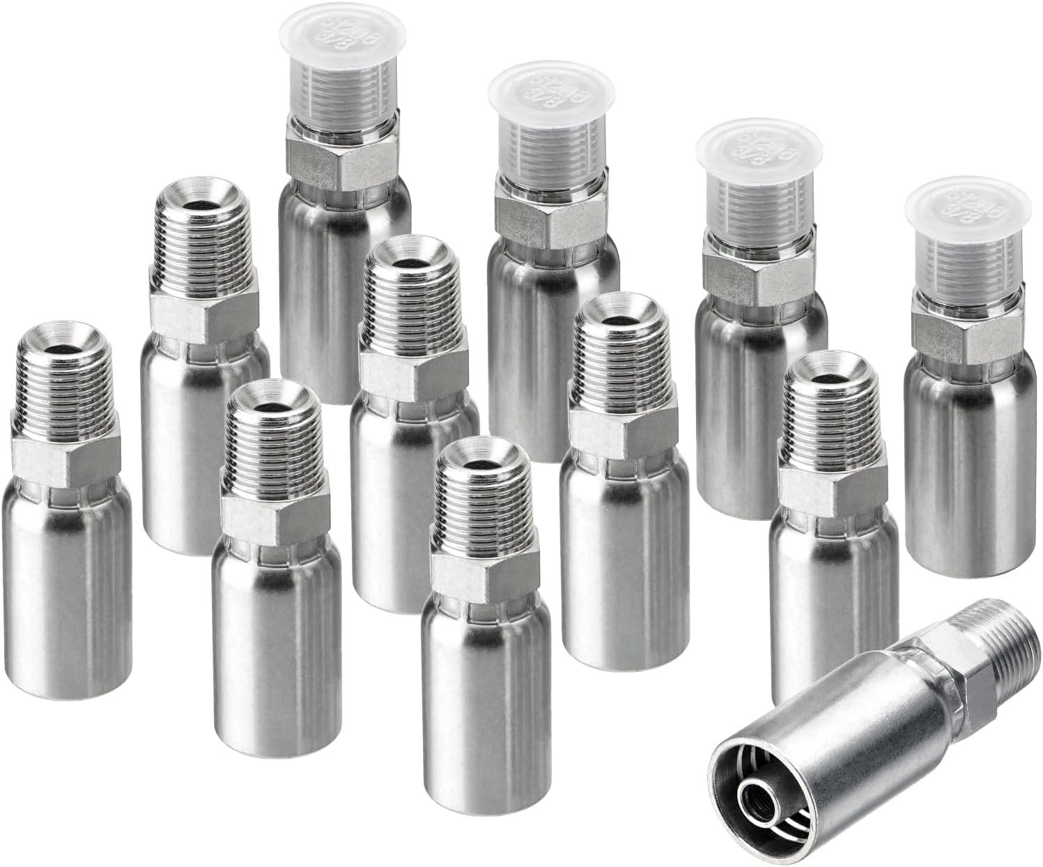 12 x 3/8″ I.D. Hose x 3/8″ NPTF Male W/ Cover Hydraulic Hose End Crimp Fittings