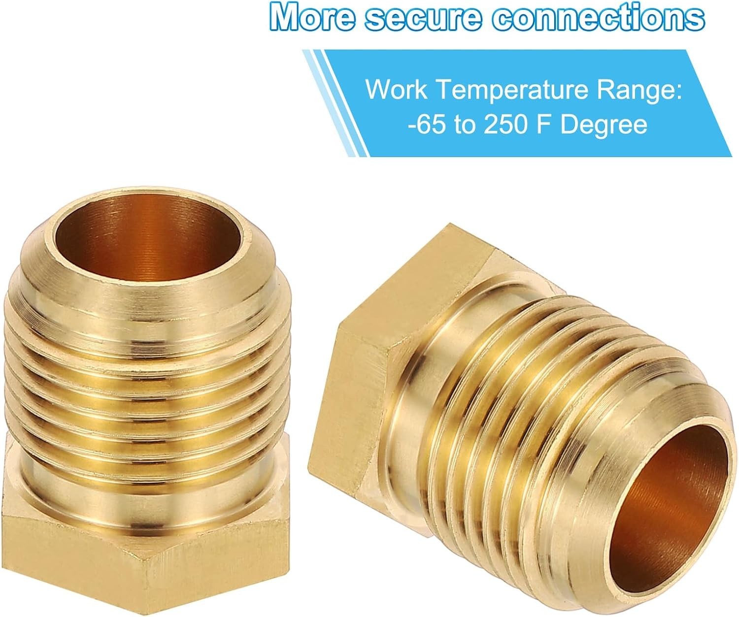5/8″ Brass Flared Plug, 2 Pack 45 Degree SAE Seal Tube Fitting Hex Pipe Fittings