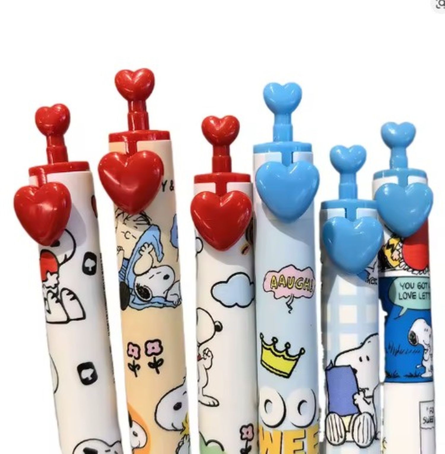 Snoopy Gel Pens Set 6 Pack Black Ink Cute Peanuts School Office Supplies