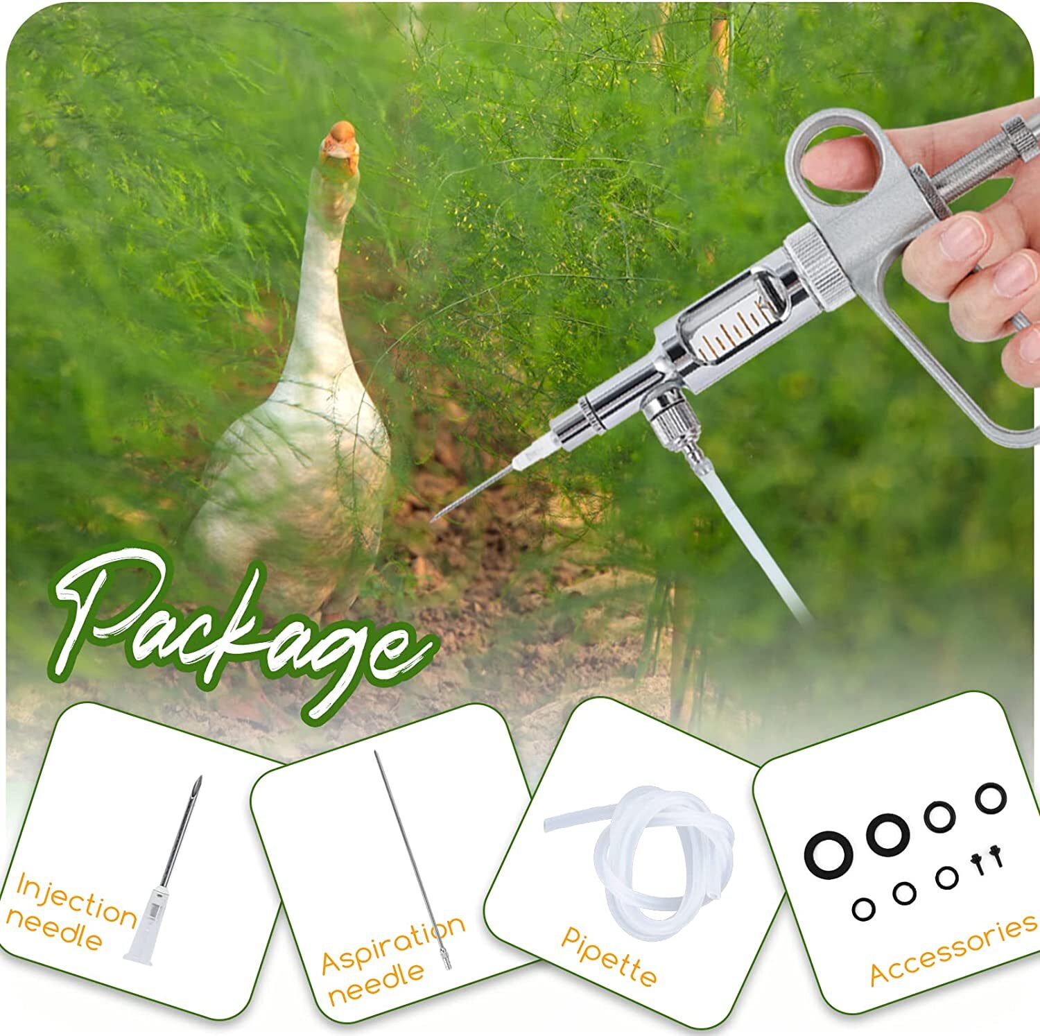 Jeringa Ajustable Inyector de Vacuna para Animales Ganado Bobino,Cerdo,Ovejas
