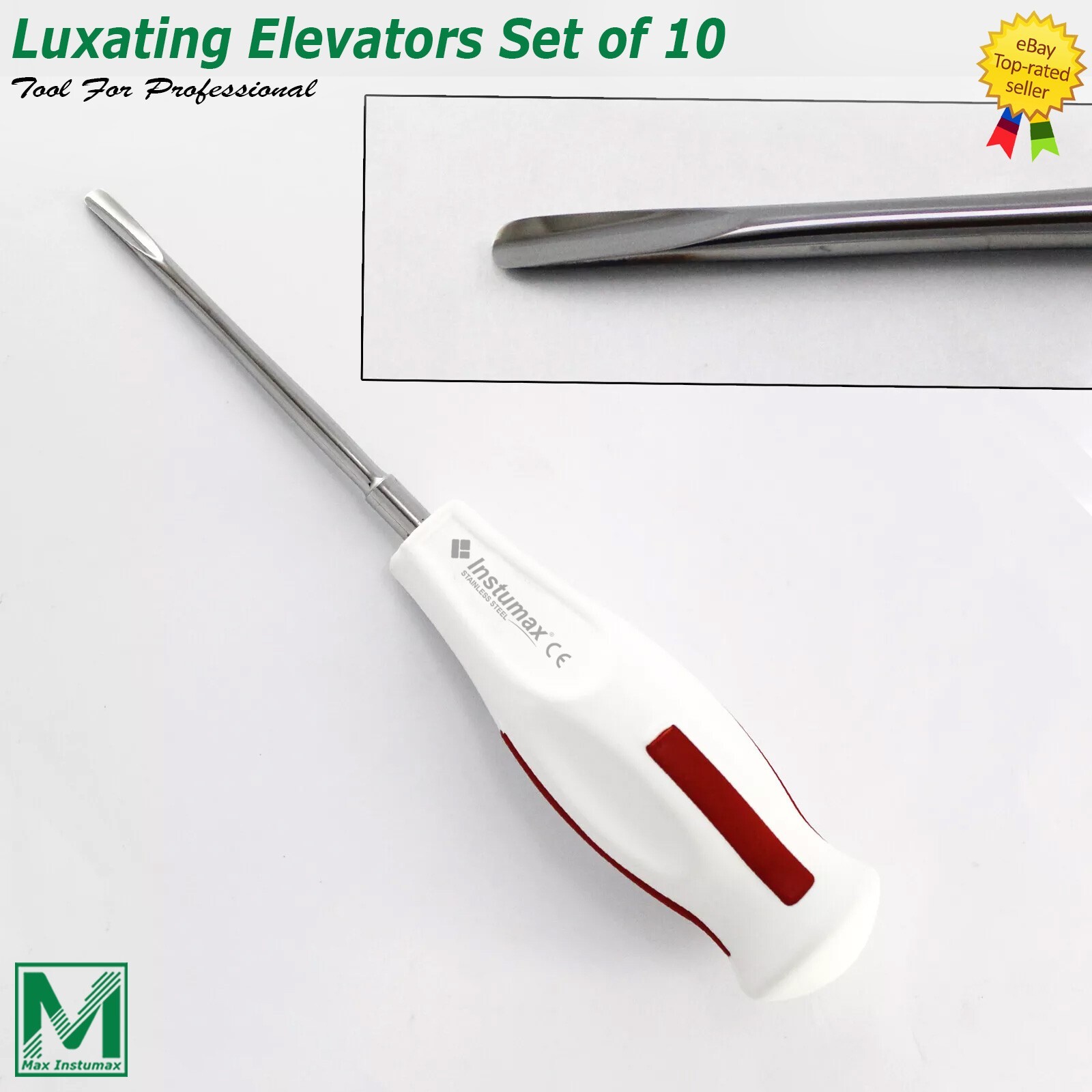 10 Pcs white Dental Root Elevators Oral Surgery PDL Luxating Tooth loosening