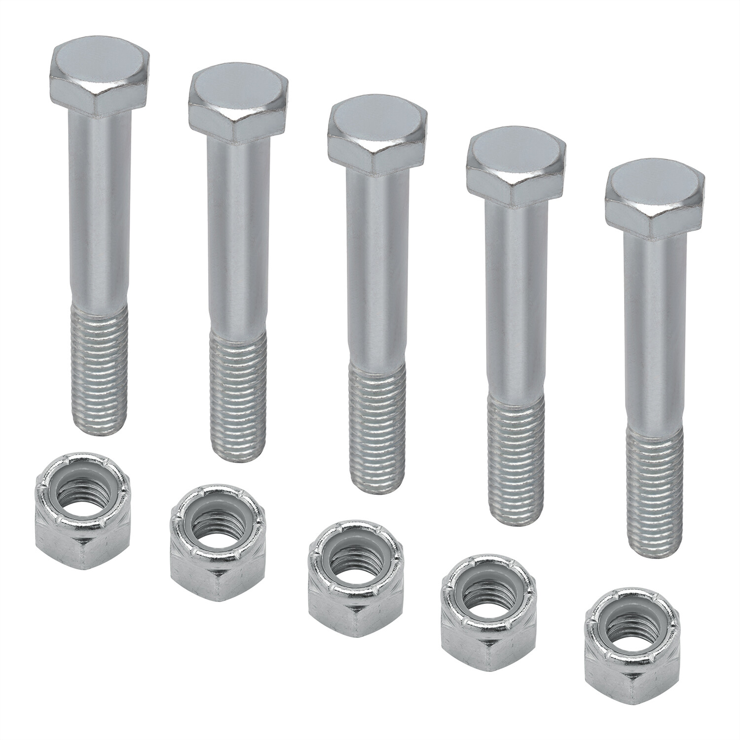 Grade 2 Shear Bolts for Rotary Cutters 1/2″ x 3-1/2″ with Nylock Nuts – 5 Pack