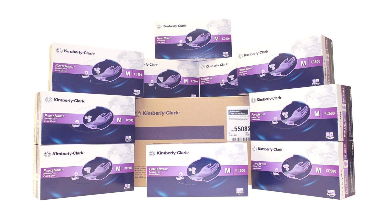 Halyard Health Purple Nitrile Exam Gloves, Medium, 100/Box, Case of 10