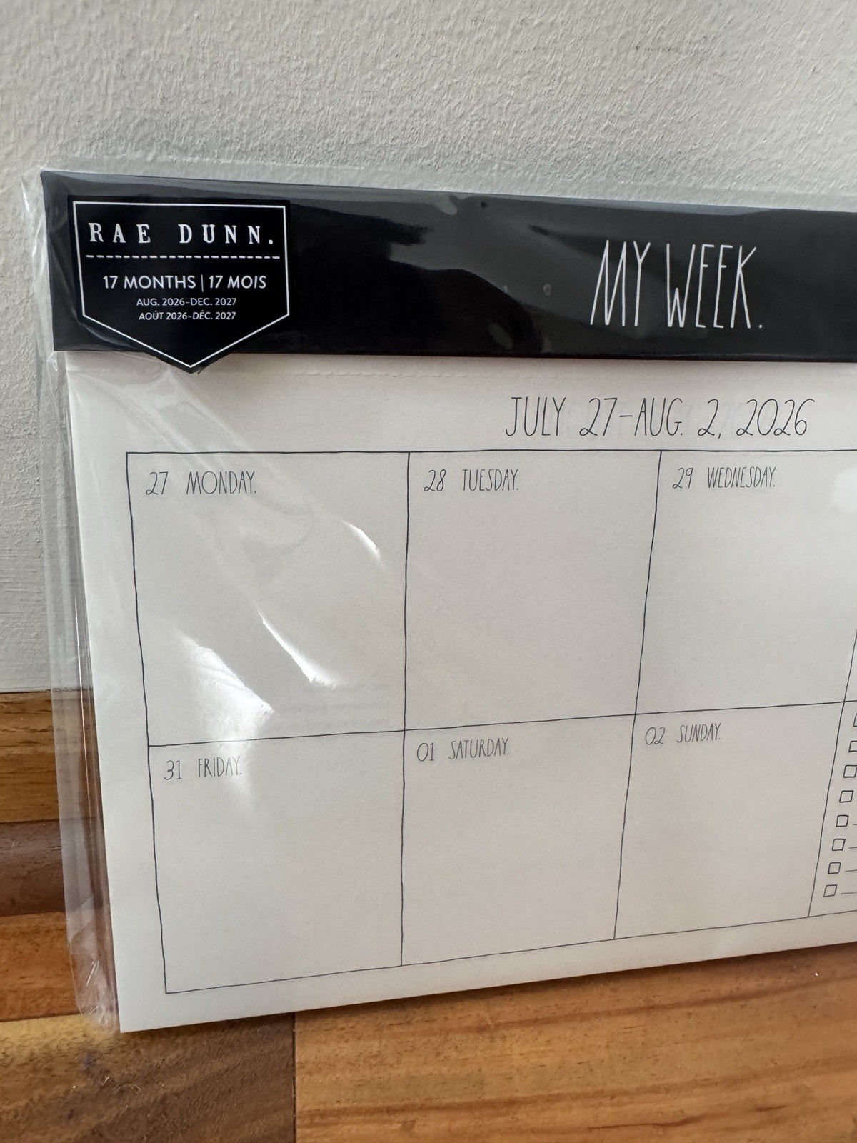 2027 Weekly Desk Planner Rae Dunn Planner 17 Mo Calendar Aug 2026-Dec 2027 Black