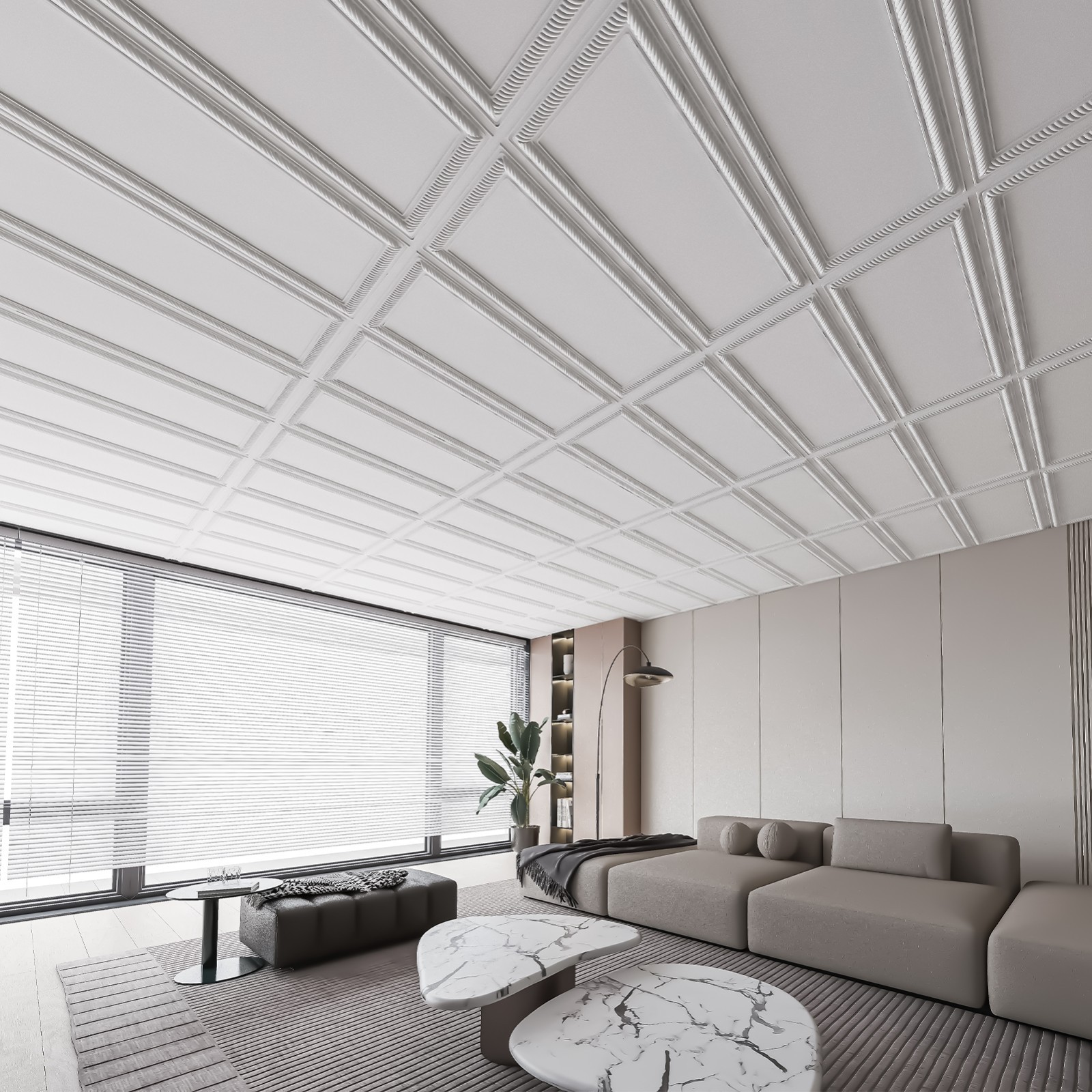 Art3d 3D PVC Drop Ceiling Tiles, 3D Wall Panels, 2×4 ft.Cover 96 Sq,ft (12-Pack)