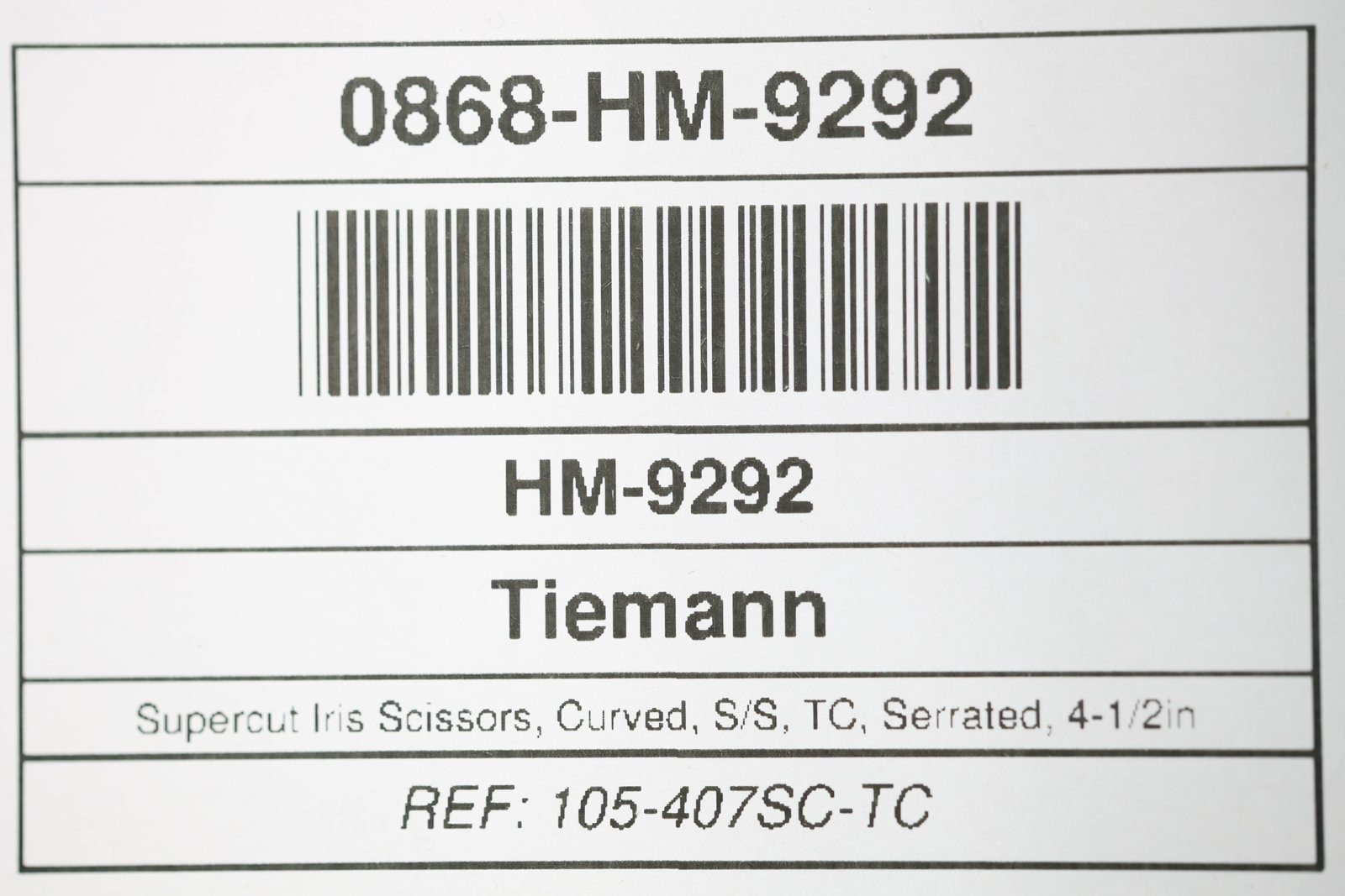 Tiemann 105-407SC-TC Supercut Iris Scissors, Curved, S/S, TC, Serrated, 4-1/2in