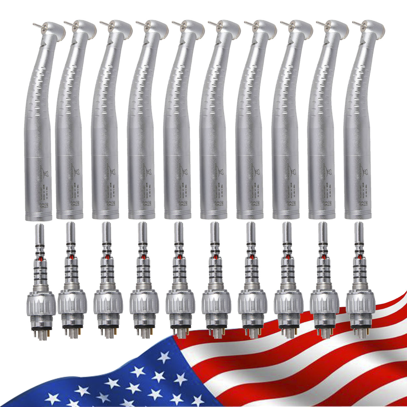 1-10 KaV Style Dental Fiber Optic High Speed Handpiece 6Hole LED Coupler /Rotor