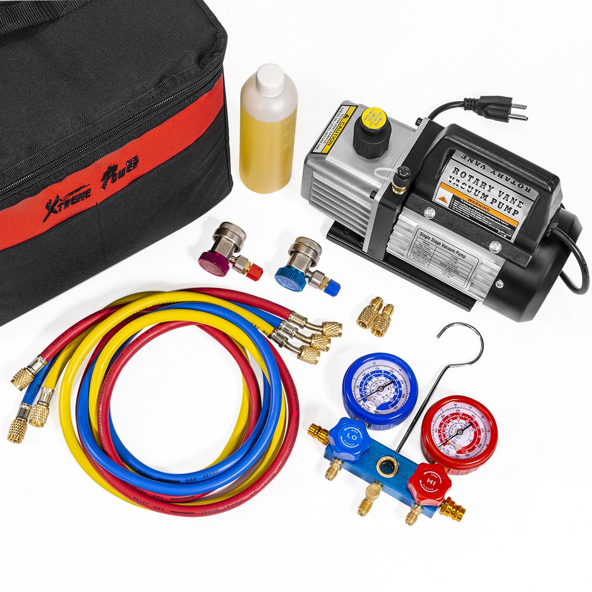 XtremepowerUS 3CFM 1/4 HP Vacuum Pump HVAC Refrigeration AC Manifold Gauge Set