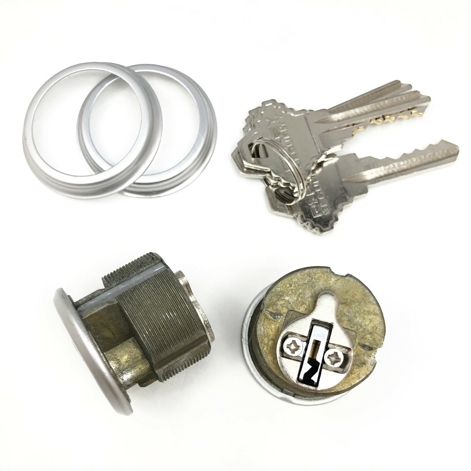 2 Mortise Lock Cylinders 1″ for Store Front Door Adams Rite Brass with 3 Keys