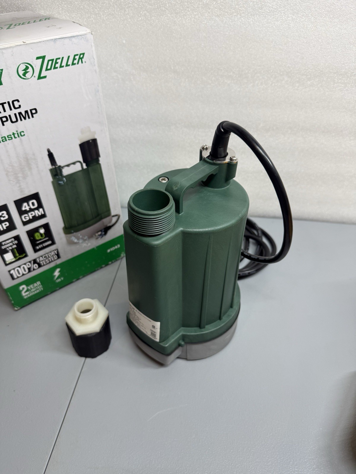 Zoeller 1043 Automatic Utility Pump 1/3 HP 40 GPM 115V Open Box New