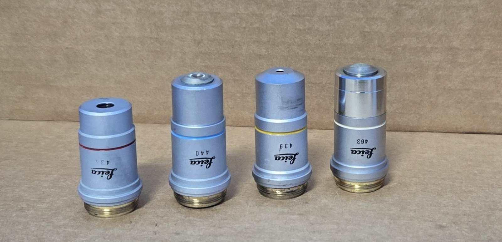 LEICA ATC 2000 MISCROSCOPE OBJECTIVES 4 X/ 10X/ 40X/100X/ (INV01 BINX001C)
