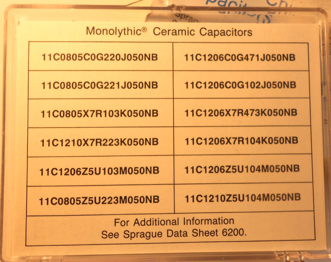Sprague Type 2C Monolithic Ceramic Chip Capacitors Engineering Lab Kit Lot NOSE4