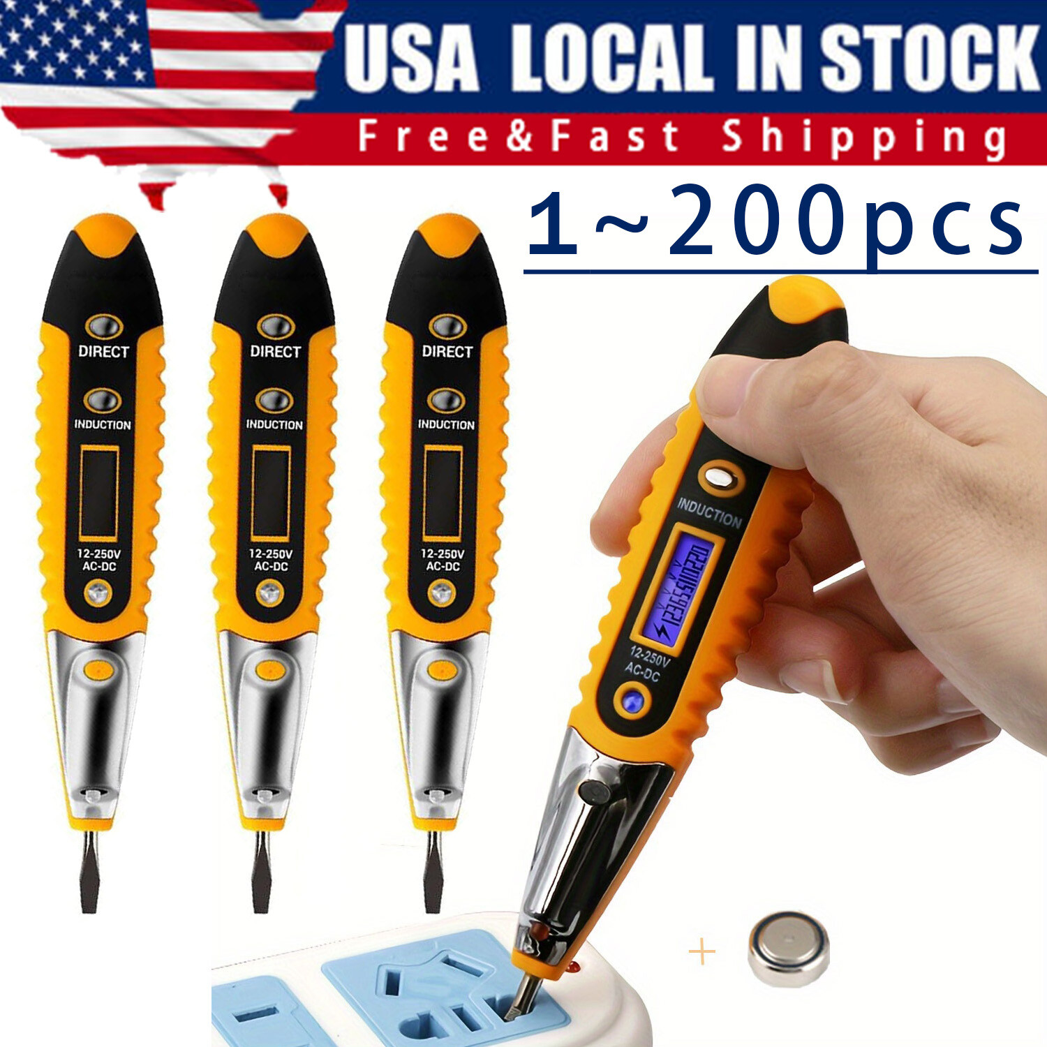 Voltage Electric Tester Volt Detector Test Pen AC DC Non-Contact Sensor 12-1000V